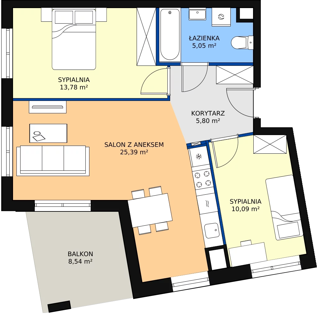 Zalety mieszkania 60.98 m², 7A032