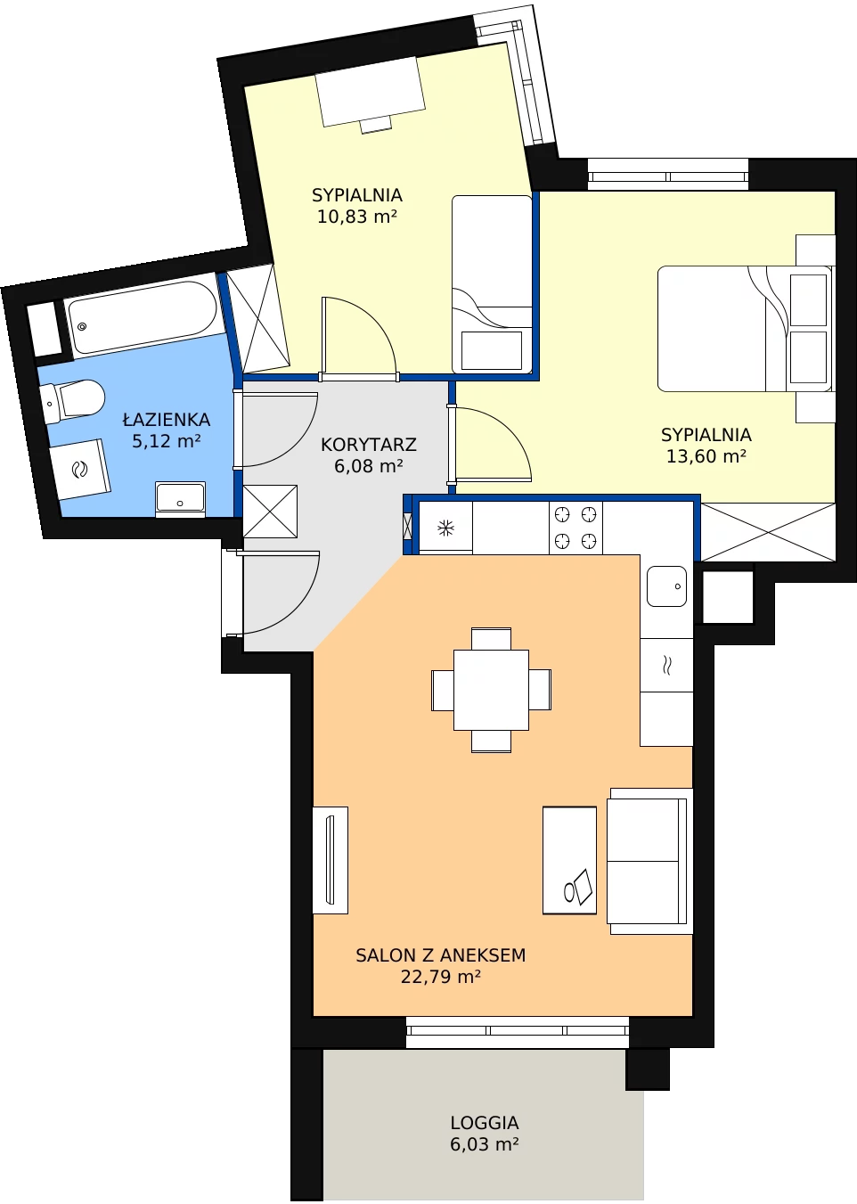 Zalety mieszkania 59.27 m², 7B125