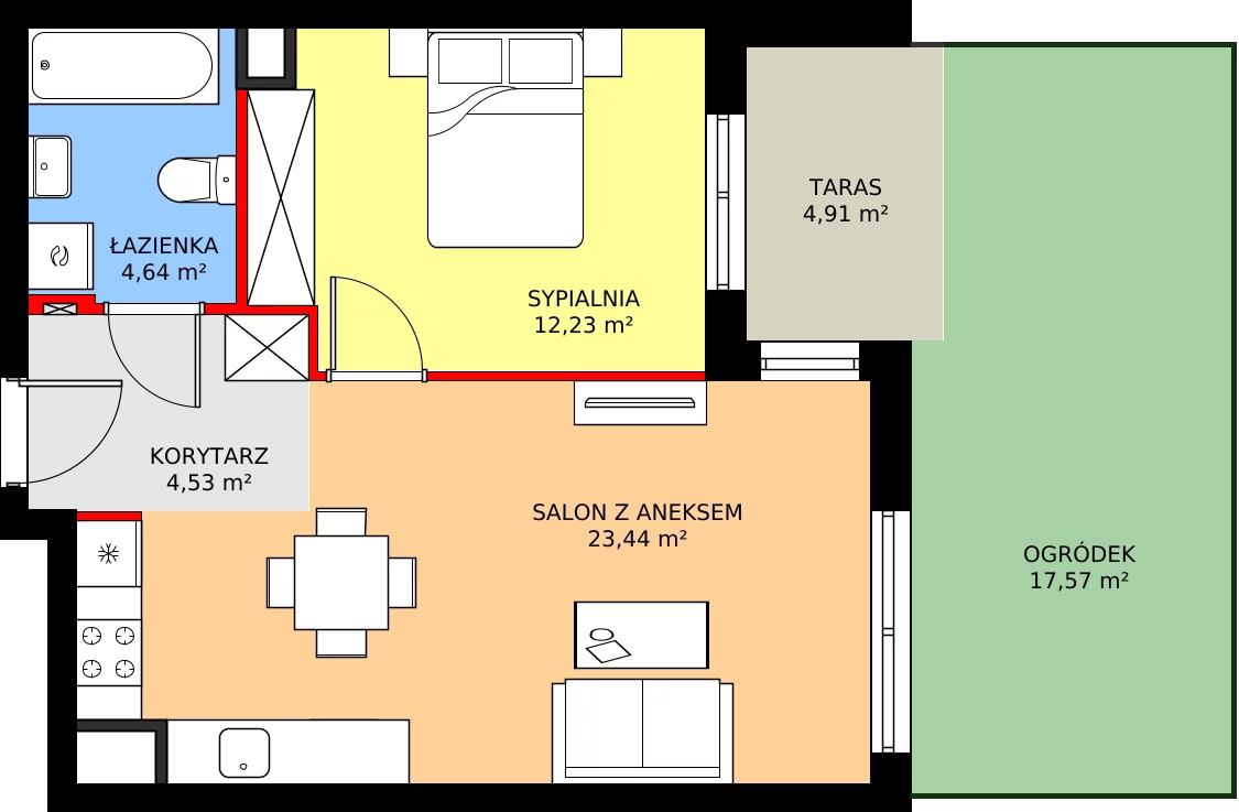 Zalety mieszkania 45.34 m², 7A048