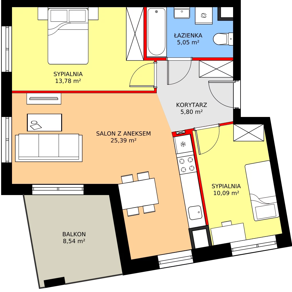 Zalety mieszkania 60.98 m², 7A032