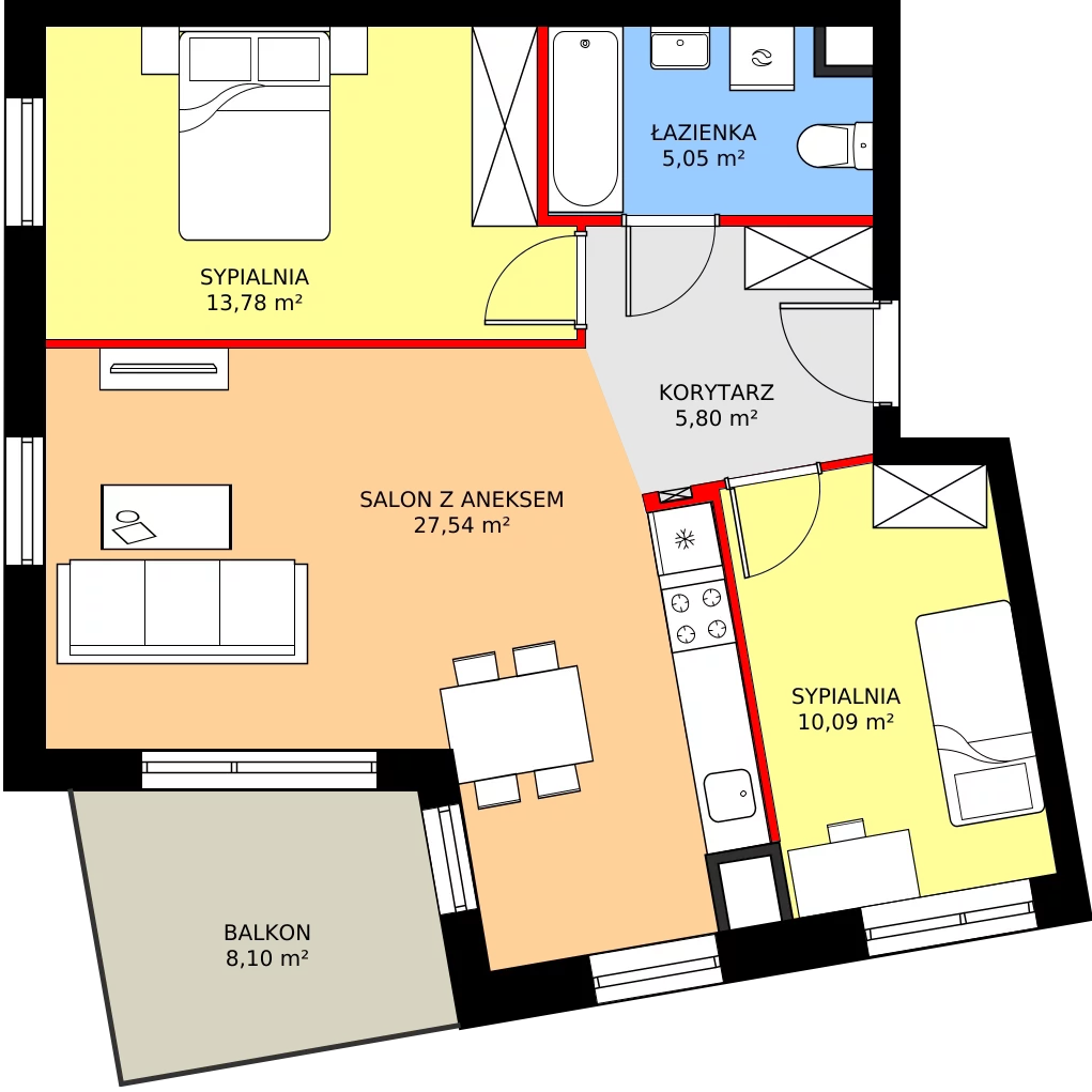 Zalety mieszkania 63.13 m², 7A014