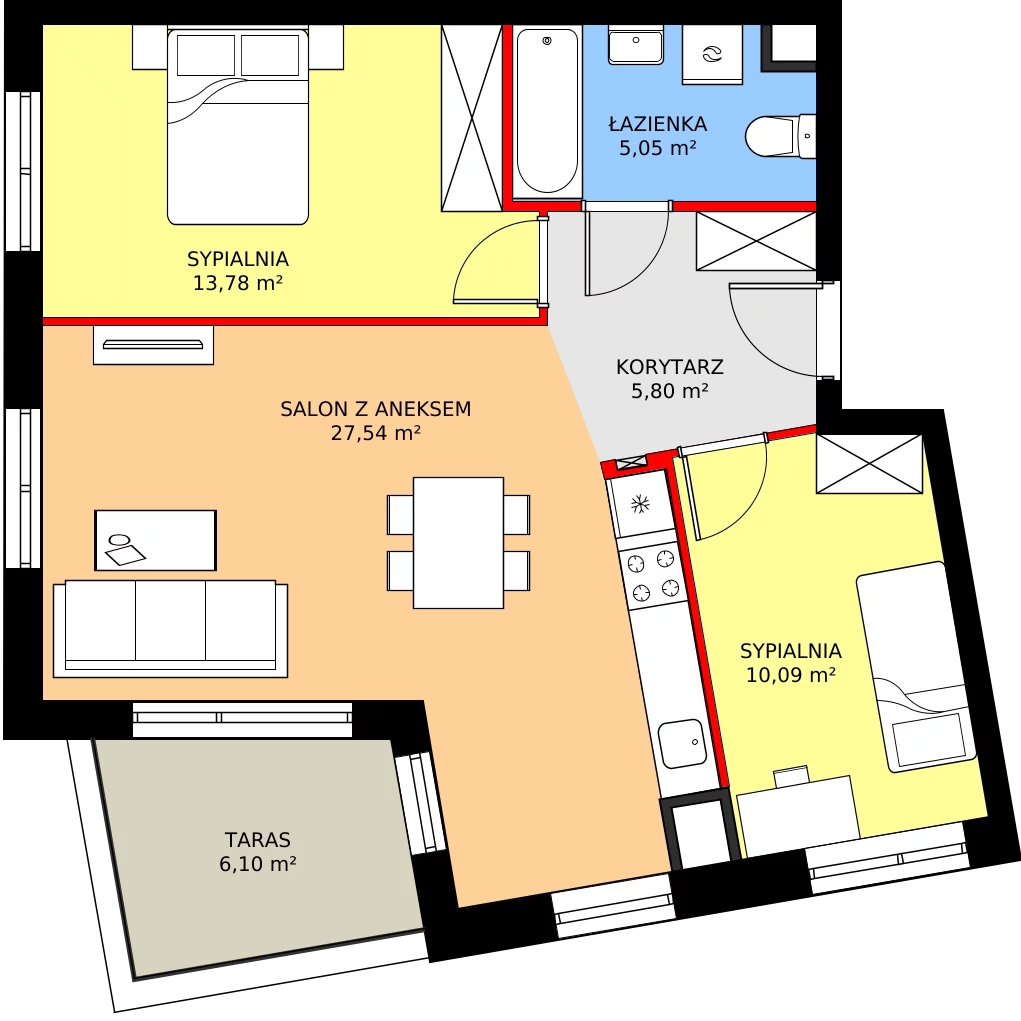 Zalety mieszkania 63.13 m², 7A008