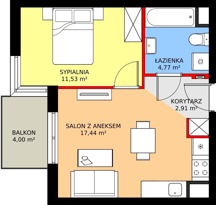 Zalety mieszkania 37.03 m², 7A093