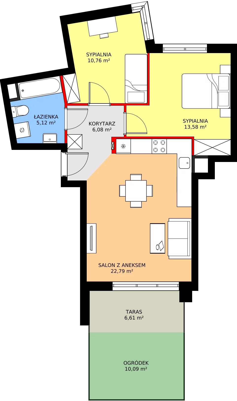 Zalety mieszkania 59.26 m², 7B094