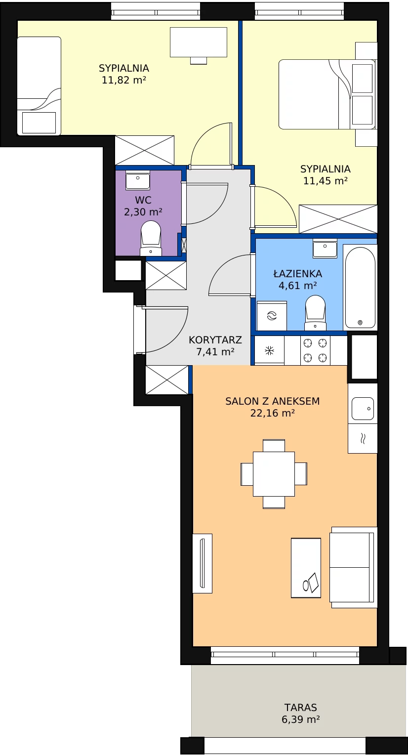 Zalety mieszkania 60.29 m², 8A003
