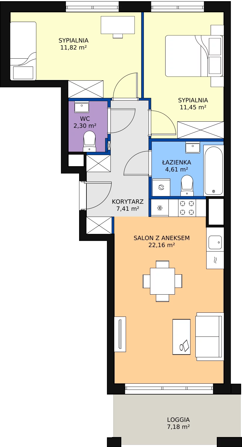 Zalety mieszkania 60.29 m², 8A008