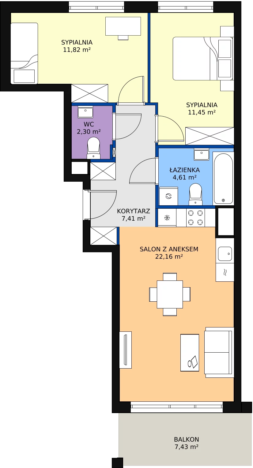 Zalety mieszkania 60.29 m², 8A033
