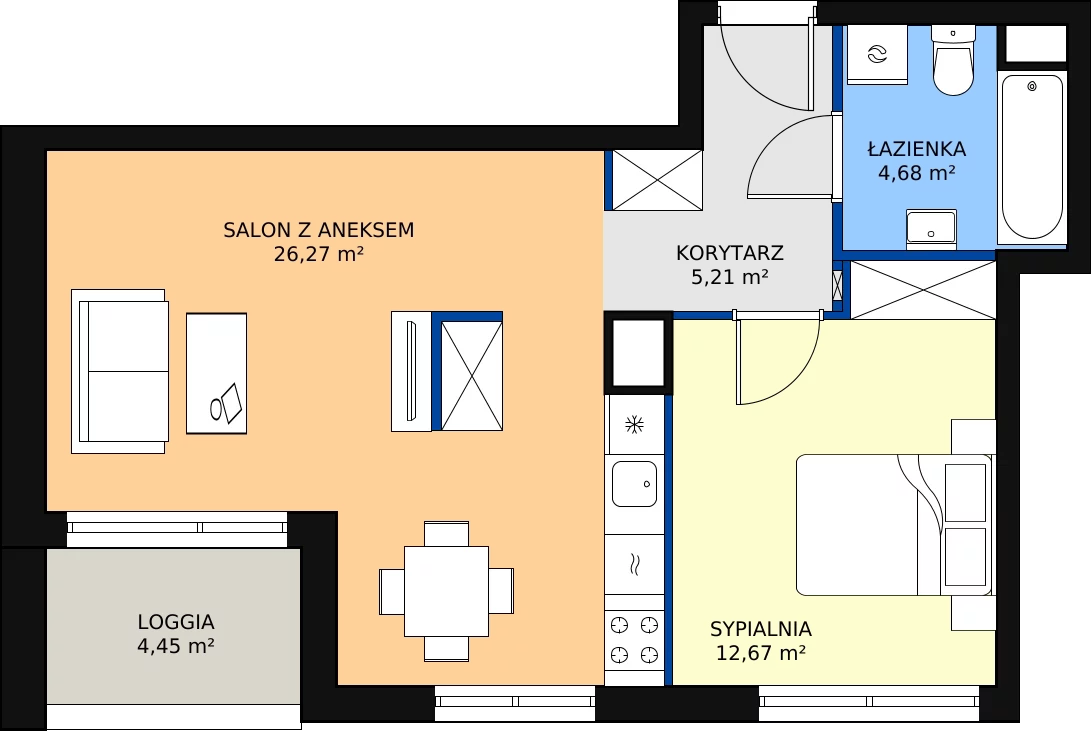 Zalety mieszkania 49.41 m², 8A035