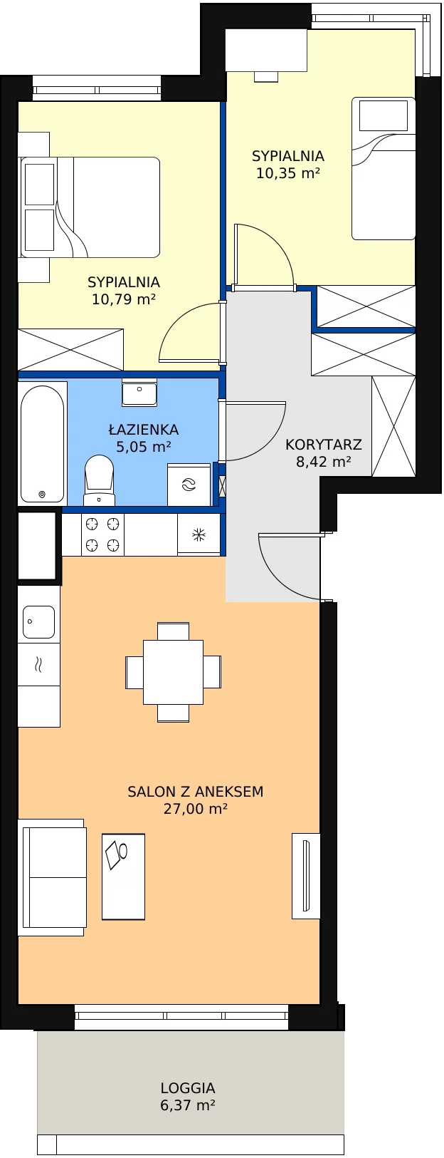 Zalety mieszkania 62.22 m², 8B046