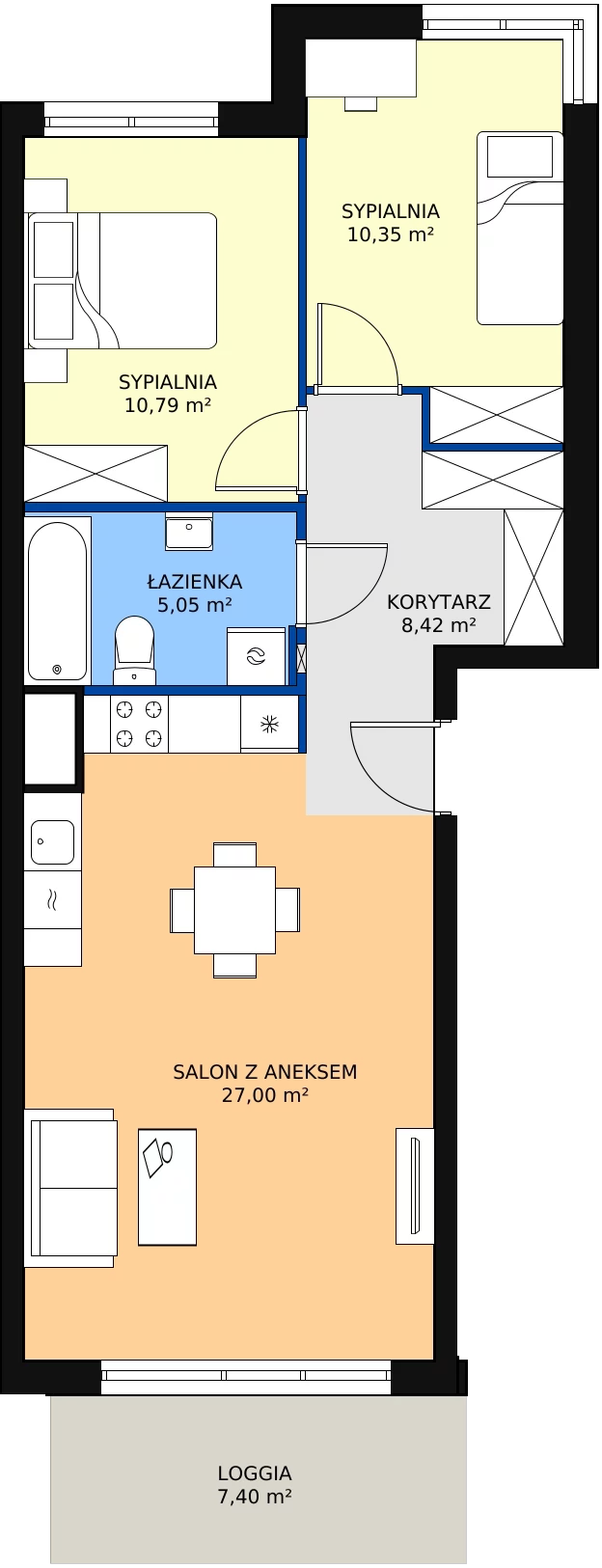 Zalety mieszkania 62.22 m², 8B049