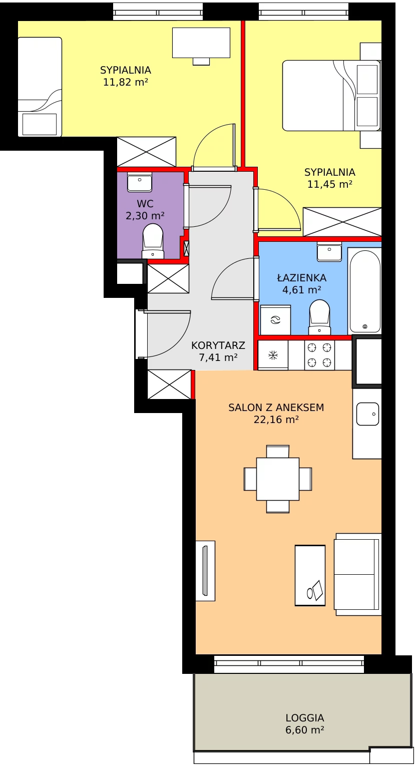 Zalety mieszkania 60.29 m², 8A013
