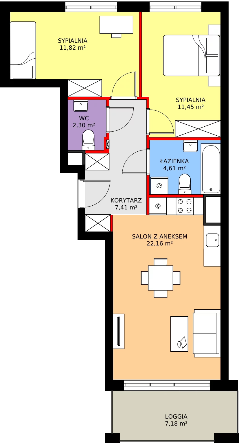 Zalety mieszkania 60.29 m², 8A008