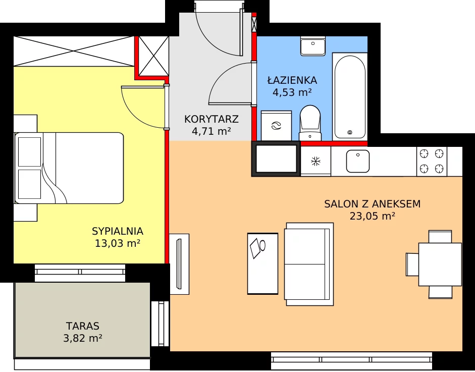 Zalety mieszkania 45.72 m², 8B039