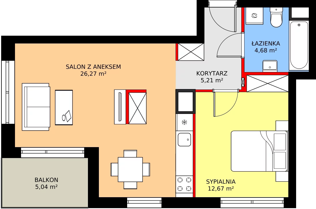 Zalety mieszkania 49.41 m², 8A015