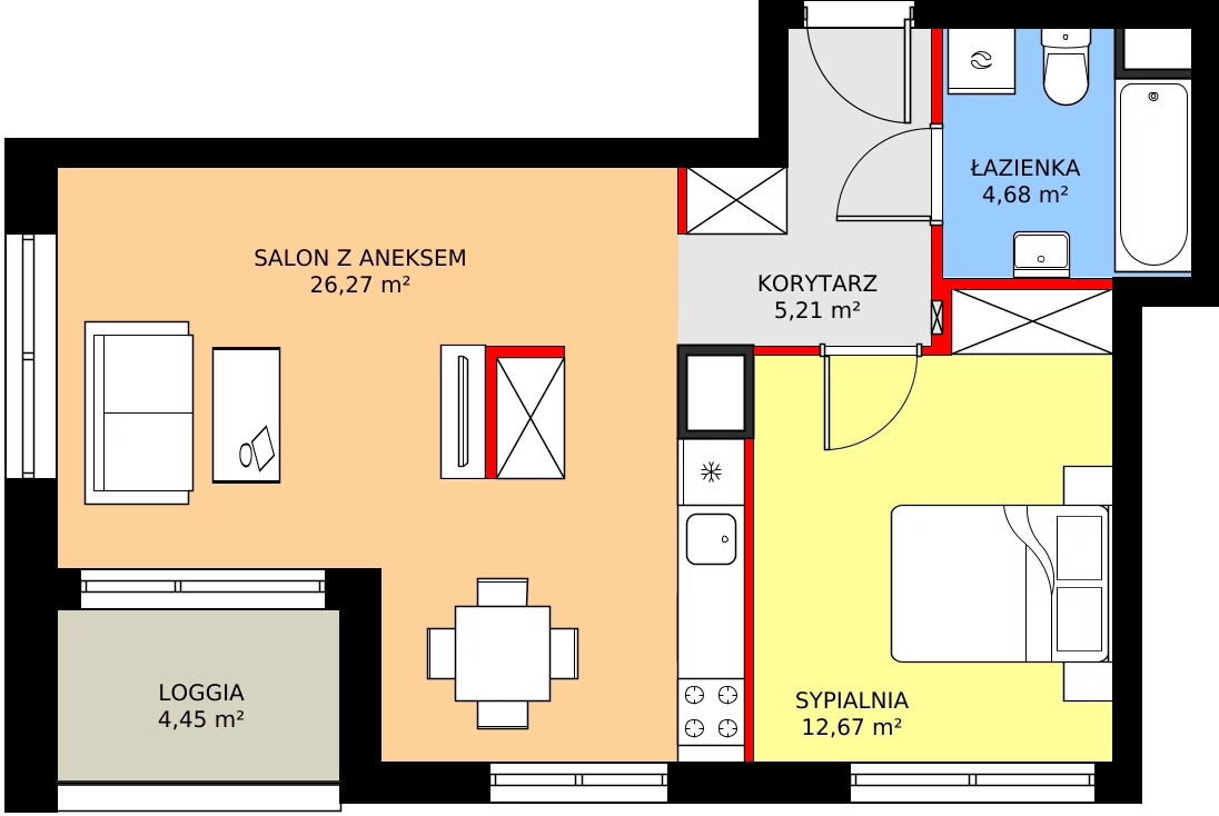 Zalety mieszkania 49.41 m², 8A030
