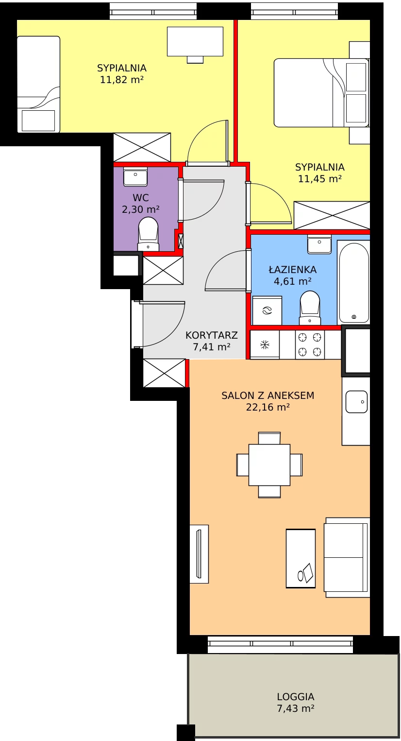 Zalety mieszkania 60.29 m², 8A028