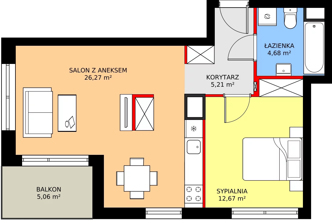 Zalety mieszkania 49.41 m², 8A020