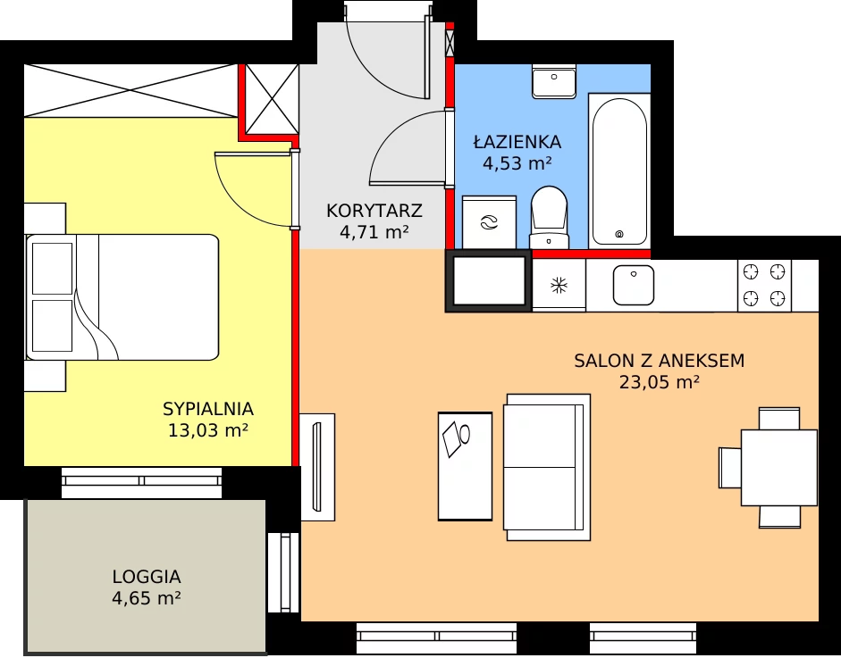Zalety mieszkania 45.72 m², 8B048