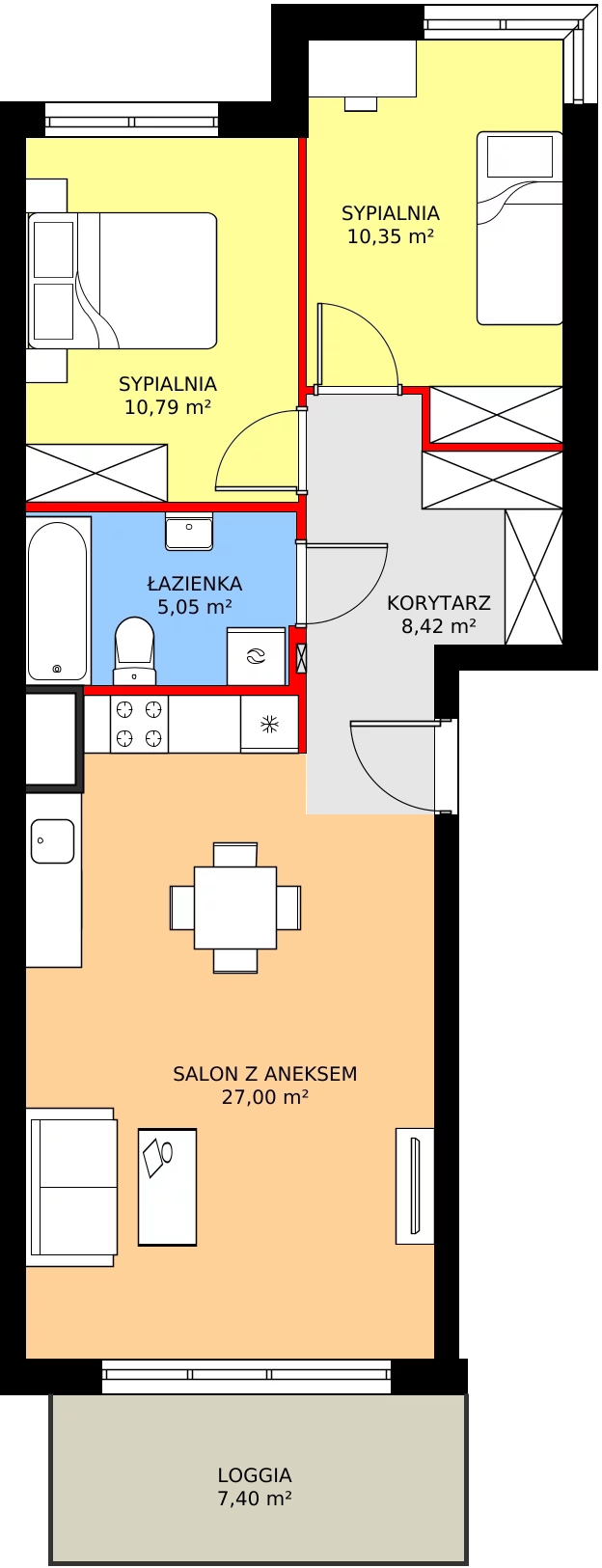 Zalety mieszkania 62.22 m², 8B049