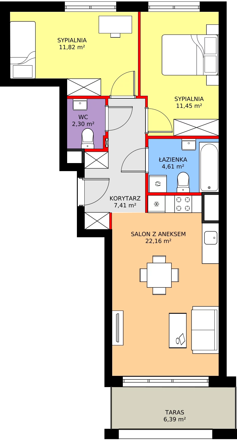Zalety mieszkania 60.29 m², 8A003