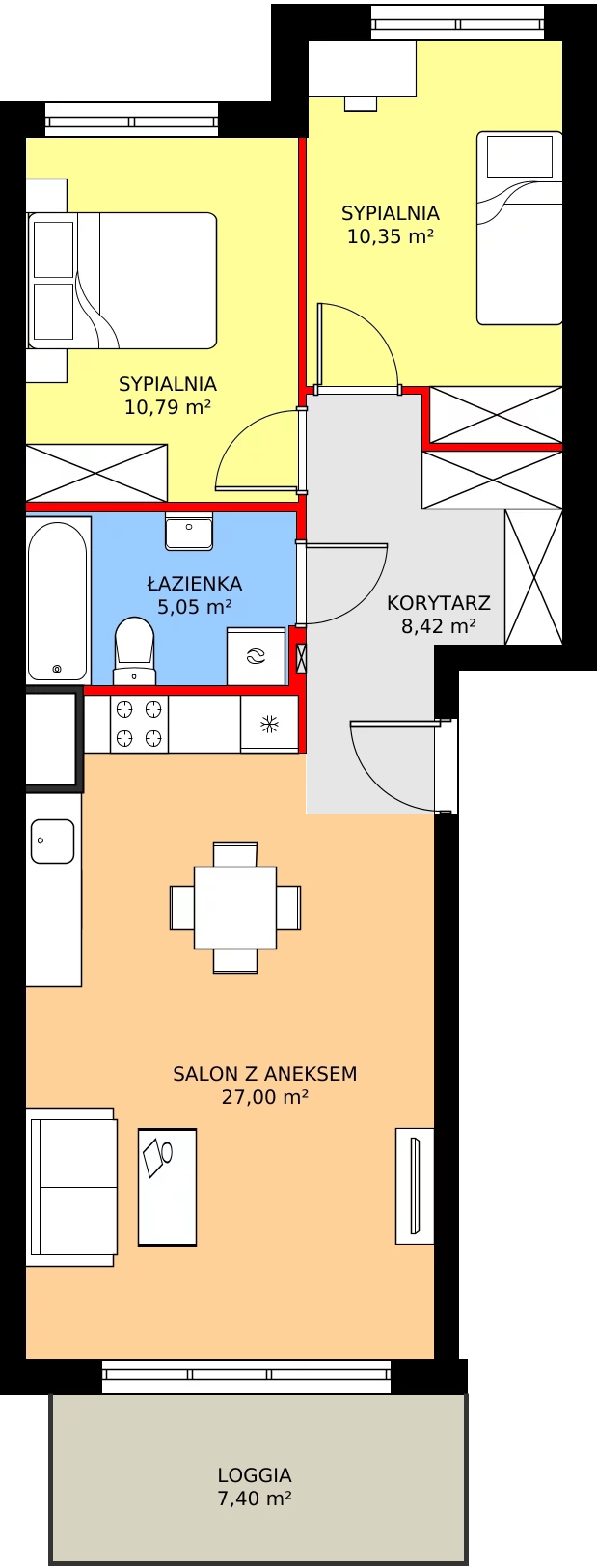Zalety mieszkania 62.22 m², 8B055