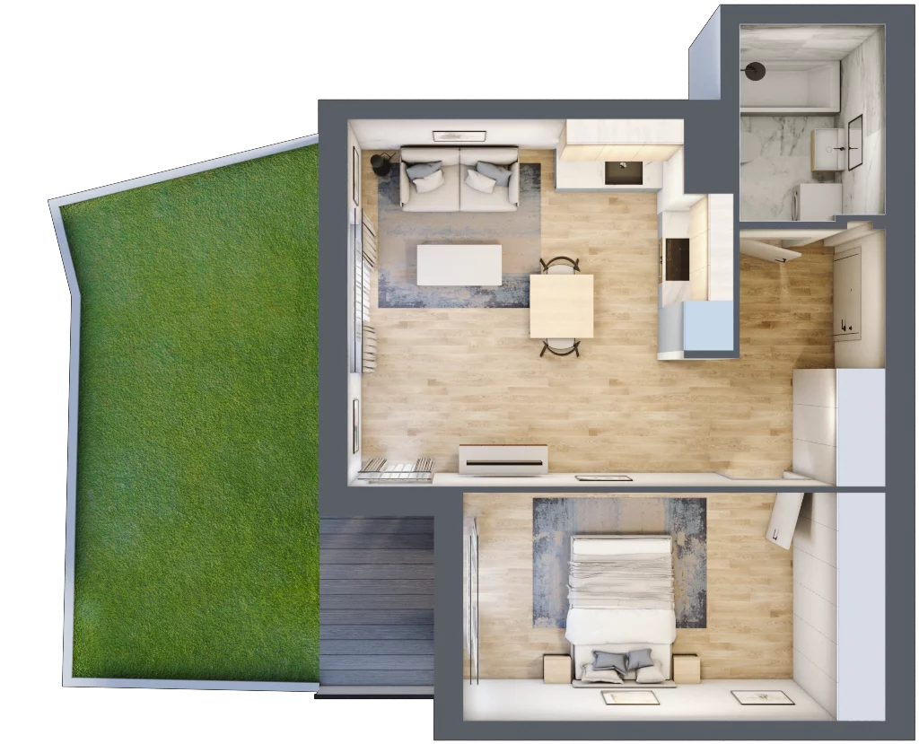 2 pokoje, mieszkanie 44,36 m², parter, oferta nr 9B028, Ursus Centralny, Warszawa, Ursus, Szamoty, ul. Kazimierza Gierdziejewskiego