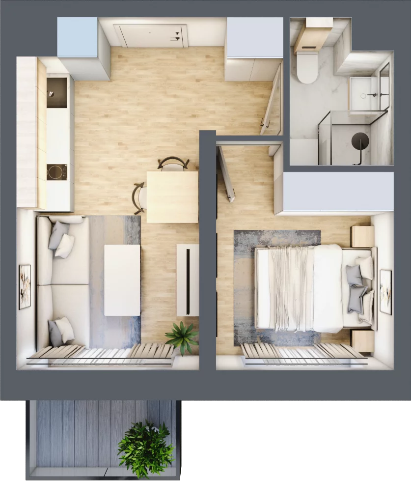 2 pokoje, mieszkanie 27,70 m², piętro 1, oferta nr F03, Osiedle Startowe, Wrocław, Psie Pole-Zawidawie, Zakrzów, ul. Zatorska / al. Sobieskiego