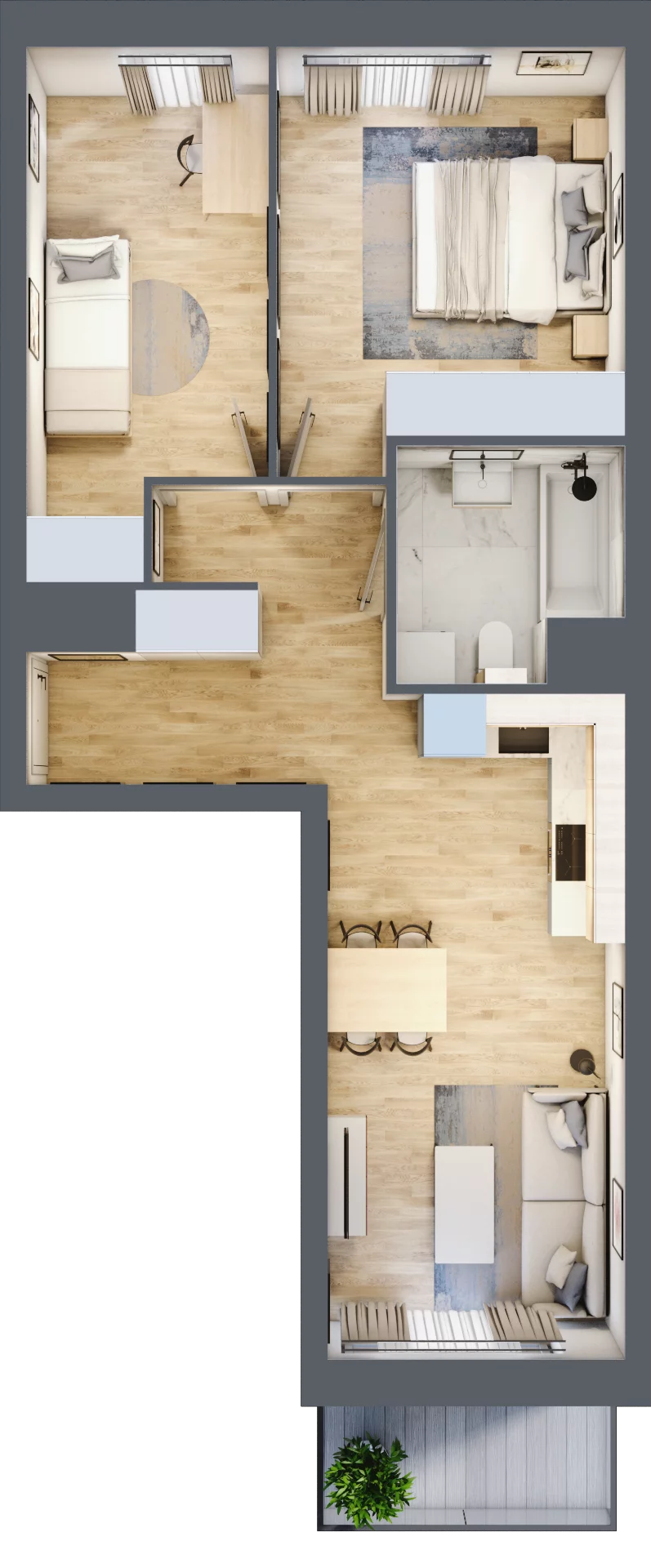 3 pokoje, mieszkanie 54,45 m², piętro 1, oferta nr F04, Osiedle Startowe, Wrocław, Psie Pole-Zawidawie, Zakrzów, ul. Zatorska / al. Sobieskiego