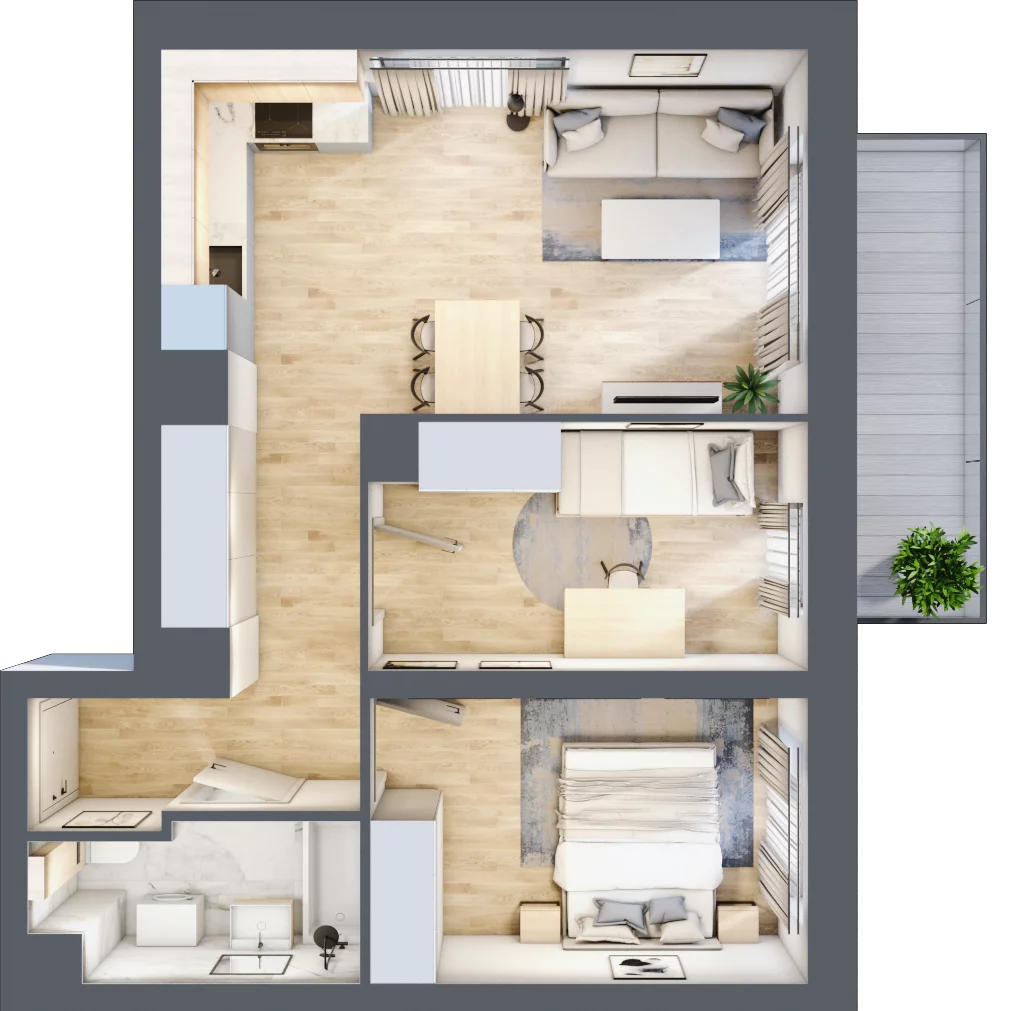 3 pokoje, mieszkanie 51,59 m², piętro 2, oferta nr G14, Osiedle Startowe, Wrocław, Psie Pole-Zawidawie, Zakrzów, ul. Zatorska / al. Sobieskiego