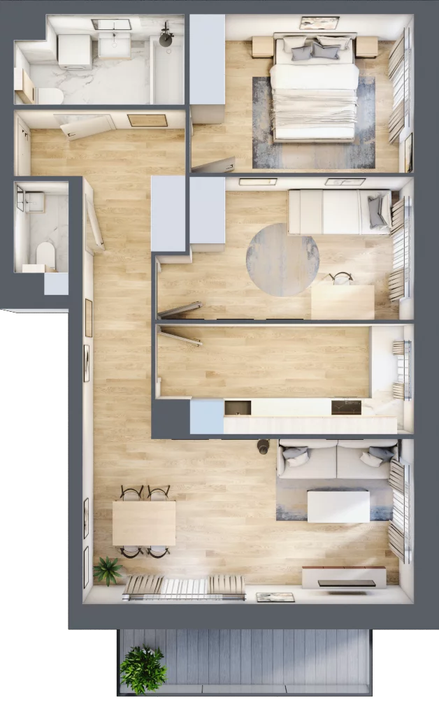 3 pokoje, mieszkanie 67,15 m², piętro 1, oferta nr G03, Osiedle Startowe, Wrocław, Psie Pole-Zawidawie, Zakrzów, ul. Zatorska / al. Sobieskiego