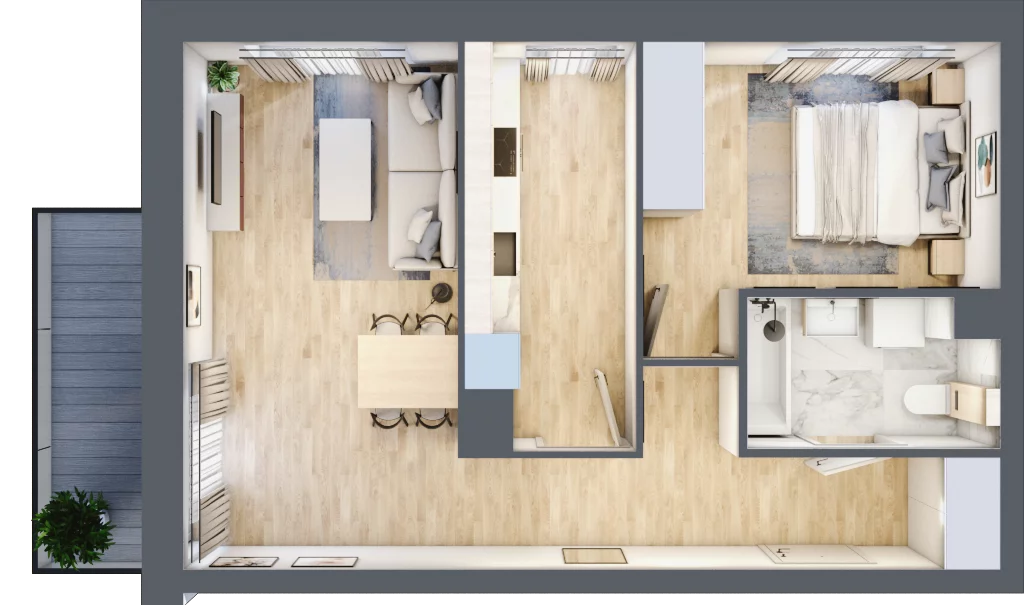 2 pokoje, mieszkanie 49,39 m², piętro 2, oferta nr G15, Osiedle Startowe, Wrocław, Psie Pole-Zawidawie, Zakrzów, ul. Zatorska / al. Sobieskiego