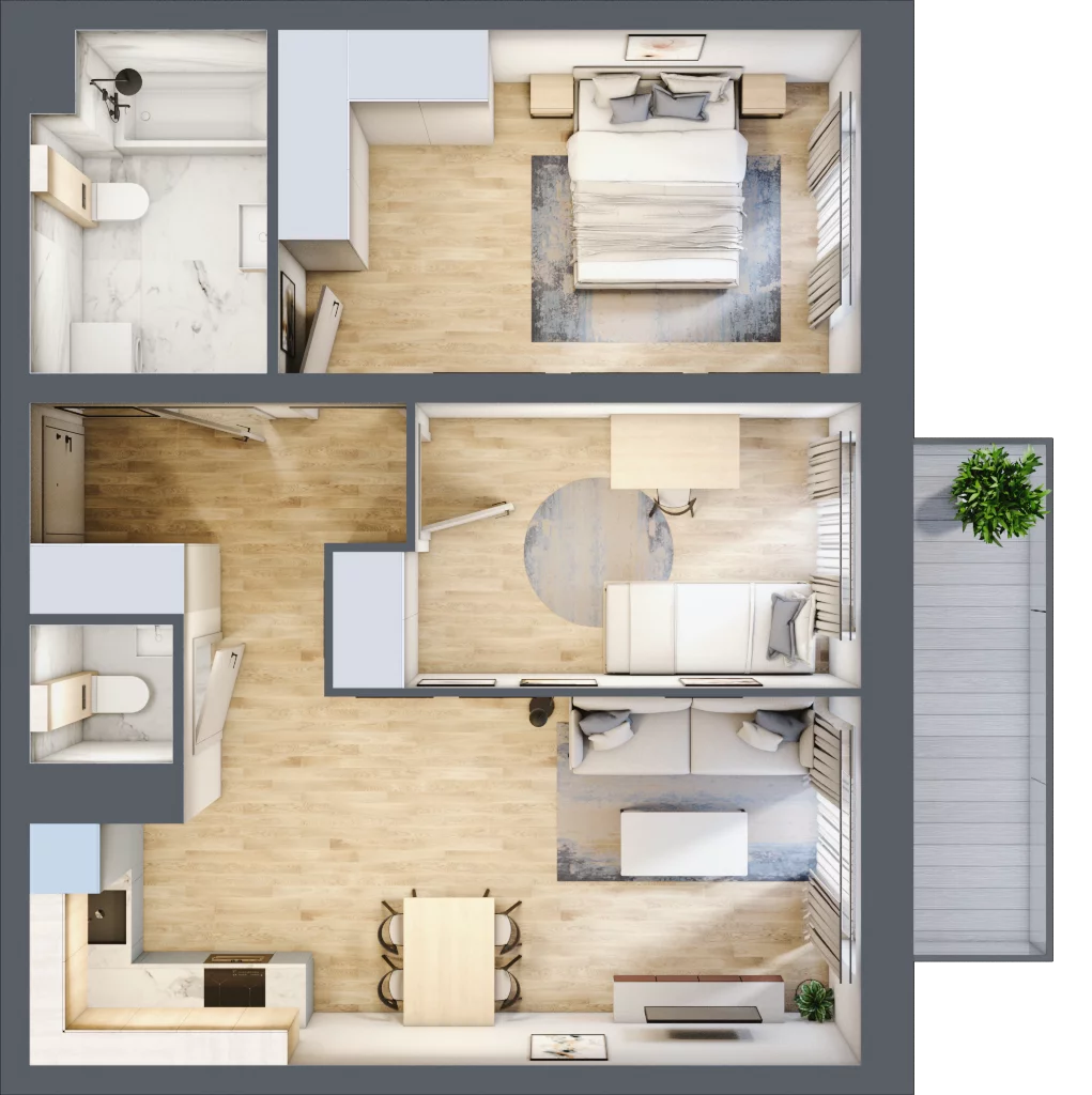 3 pokoje, mieszkanie 60,60 m², piętro 1, oferta nr G04, Osiedle Startowe, Wrocław, Psie Pole-Zawidawie, Zakrzów, ul. Zatorska / al. Sobieskiego