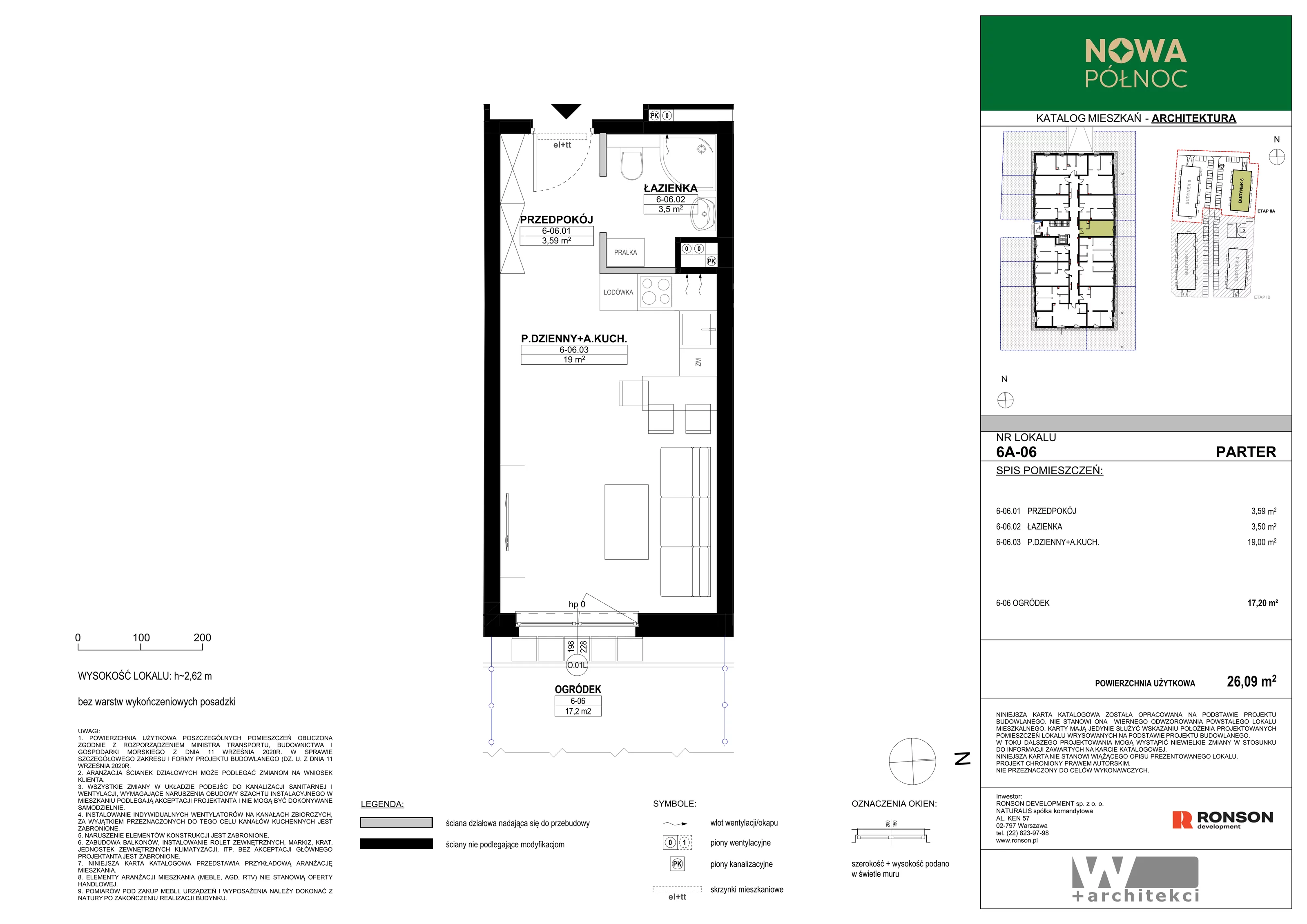 1 pokój, mieszkanie 26,09 m², parter, oferta nr 6A-06, Nowa Północ 2A, Szczecin, Północ, Stołczyn, ul. Sobola