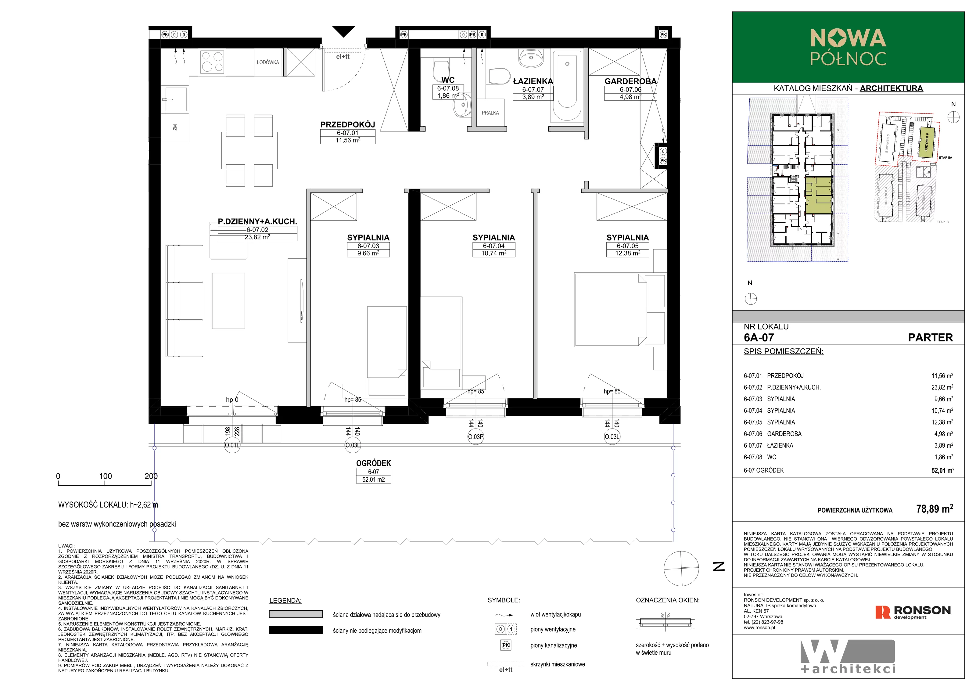 4 pokoje, mieszkanie 78,89 m², parter, oferta nr 6A-07, Nowa Północ 2A, Szczecin, Północ, Stołczyn, ul. Sobola
