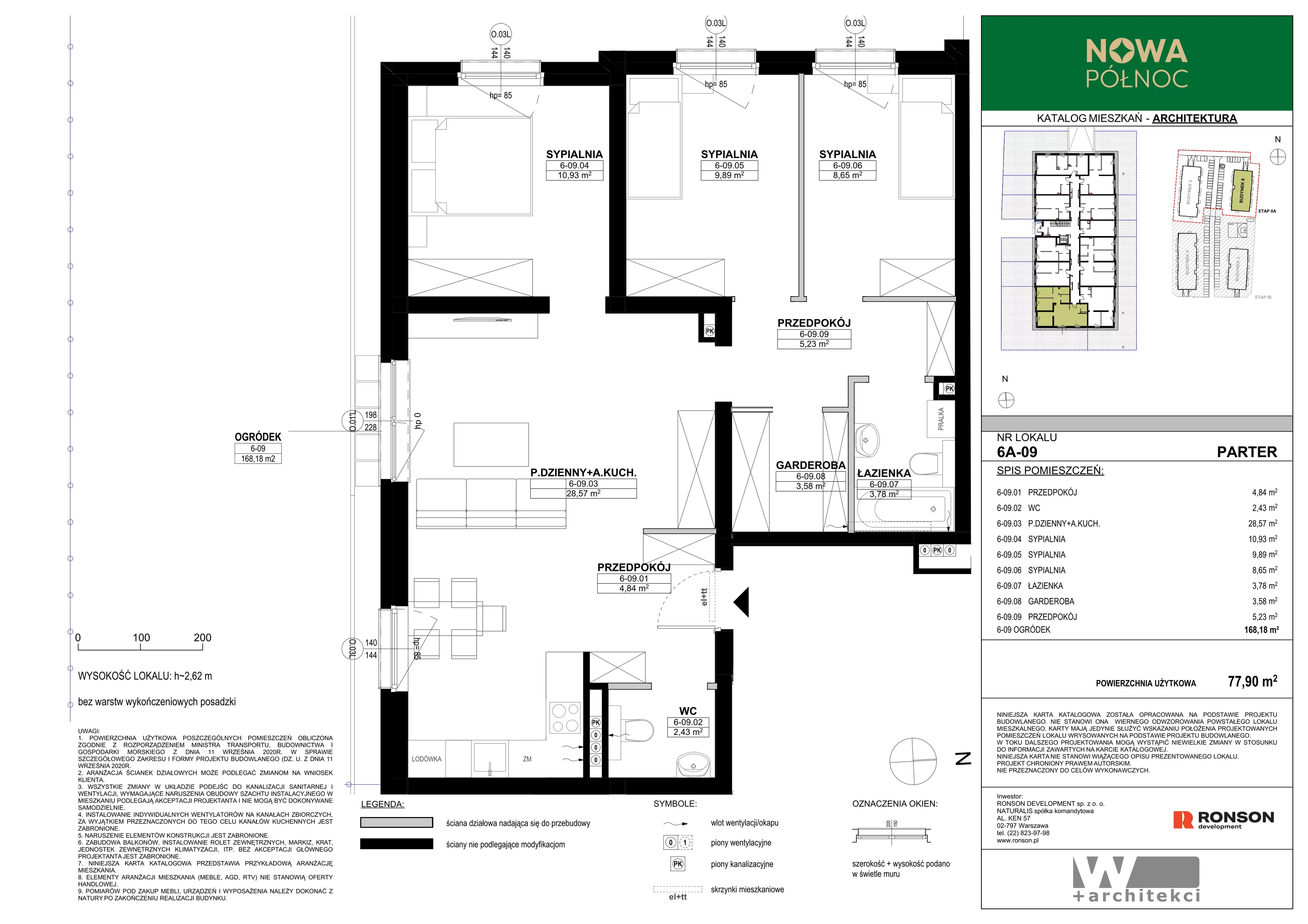 4 pokoje, mieszkanie 77,90 m², parter, oferta nr 6A-09, Nowa Północ 2A, Szczecin, Północ, Stołczyn, ul. Sobola
