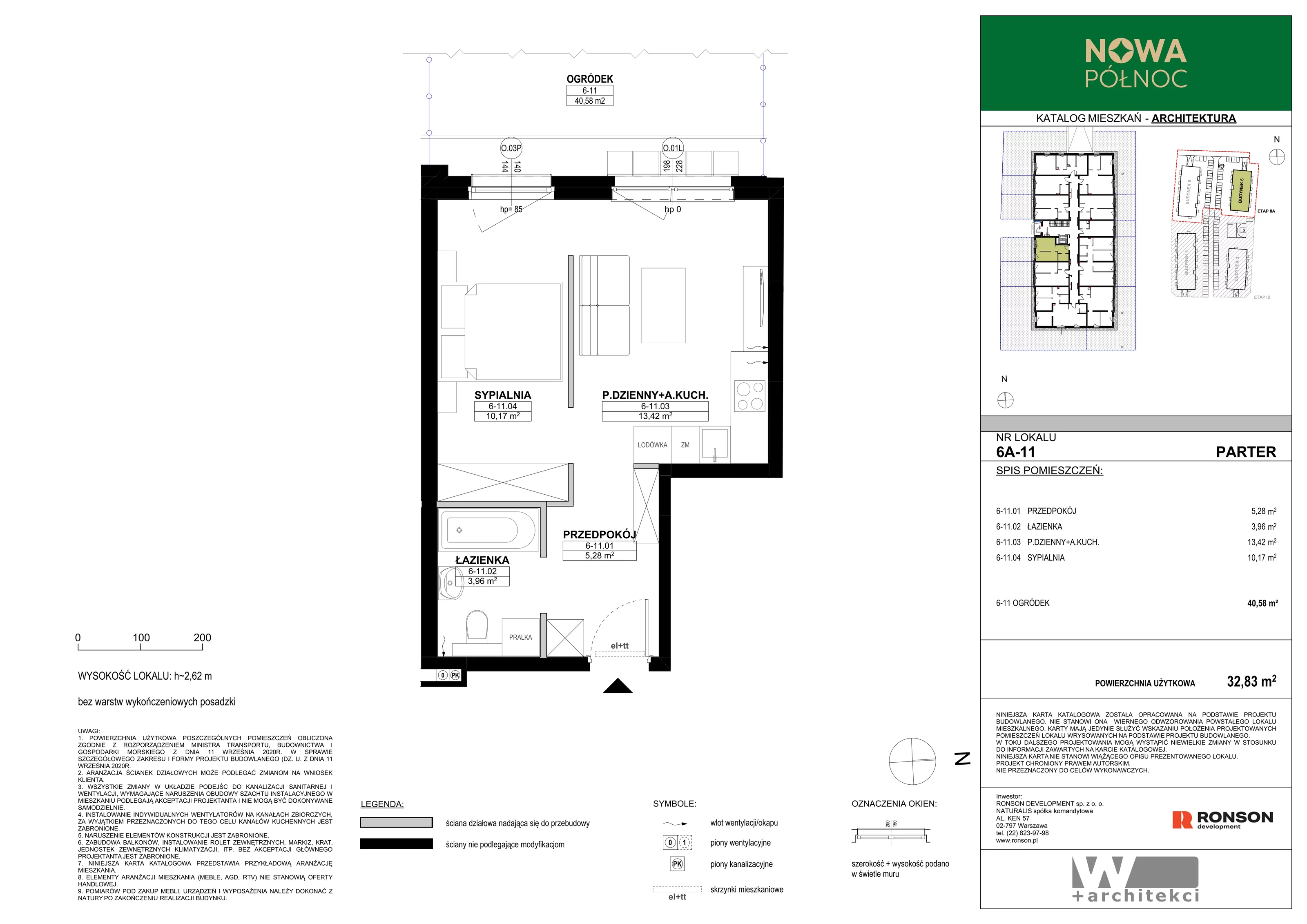2 pokoje, mieszkanie 32,83 m², parter, oferta nr 6A-11, Nowa Północ 2A, Szczecin, Północ, Stołczyn, ul. Sobola