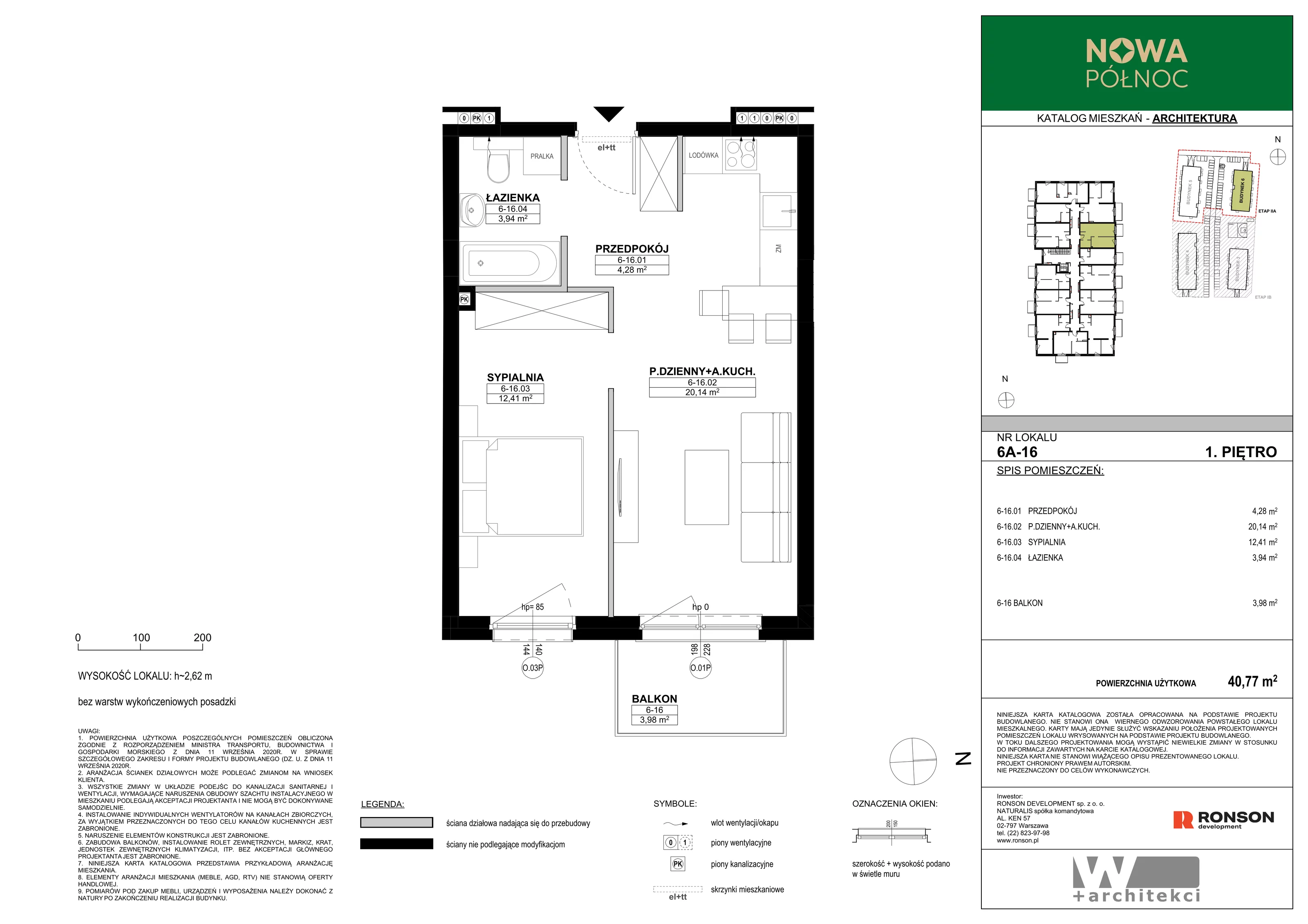 2 pokoje, mieszkanie 40,77 m², piętro 1, oferta nr 6A-16, Nowa Północ 2A, Szczecin, Północ, Stołczyn, ul. Sobola
