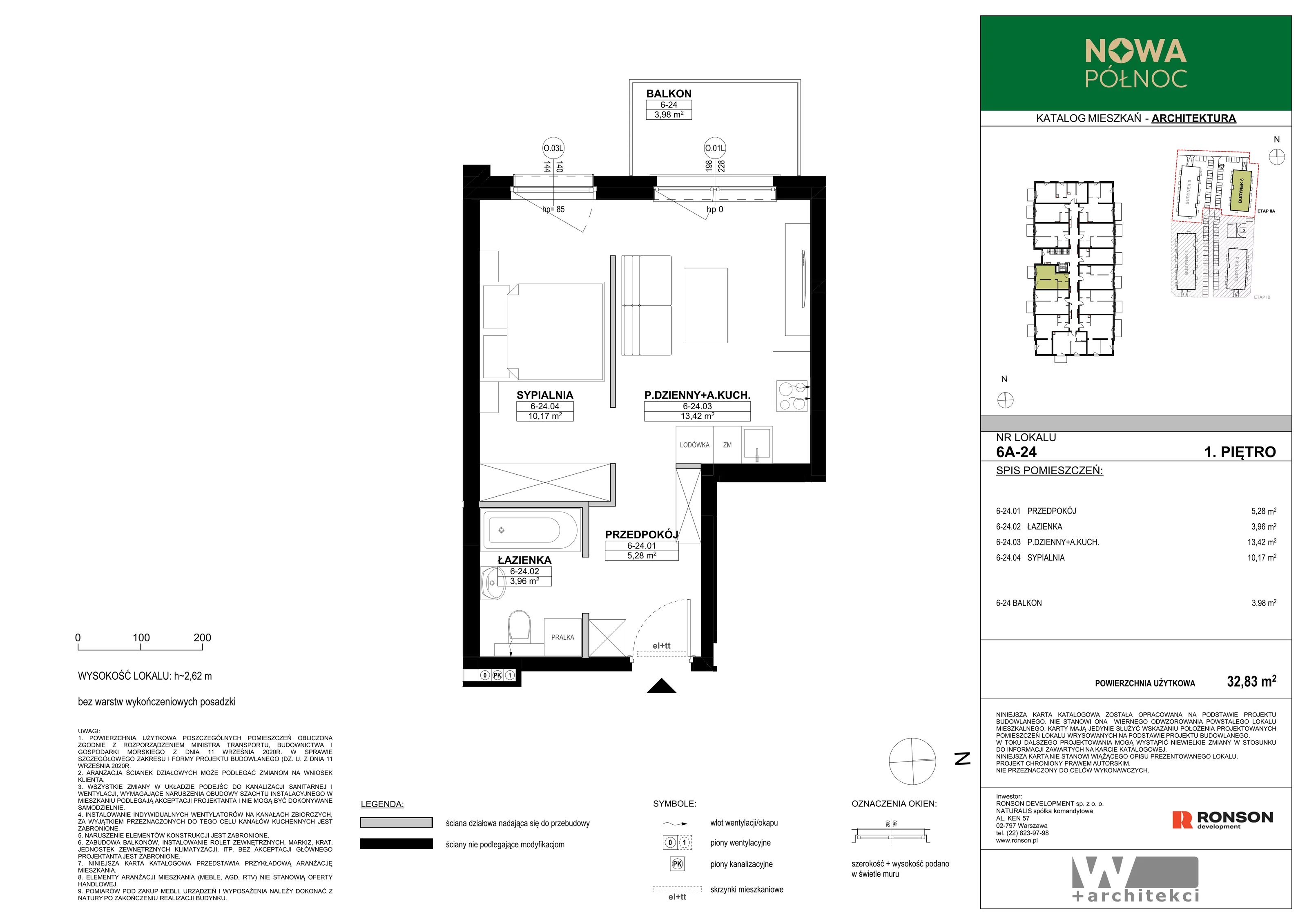 2 pokoje, mieszkanie 32,83 m², piętro 1, oferta nr 6A-24, Nowa Północ 2A, Szczecin, Północ, Stołczyn, ul. Sobola