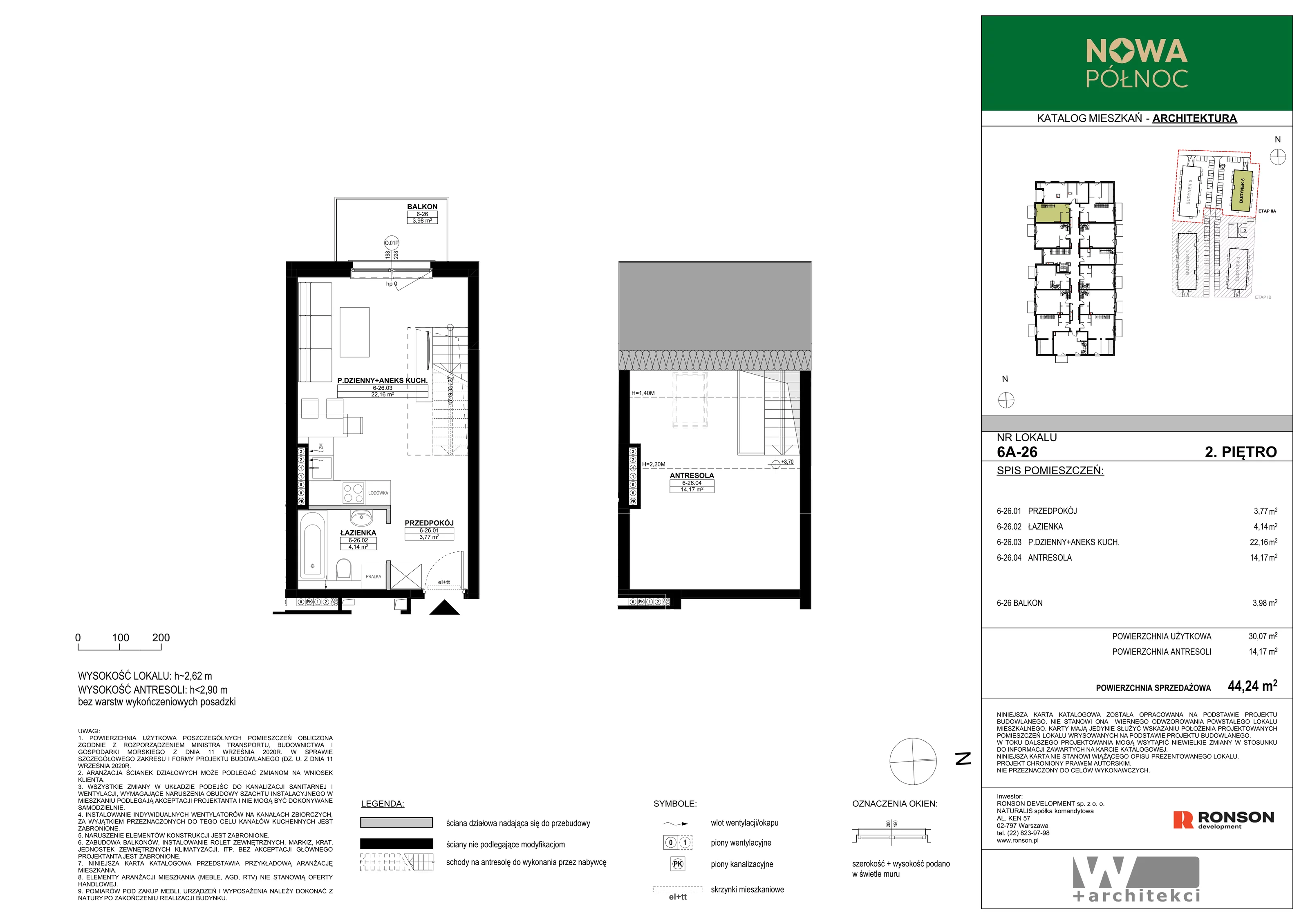 2 pokoje, mieszkanie 30,07 m², piętro 2, oferta nr 6A-26, Nowa Północ 2A, Szczecin, Północ, Stołczyn, ul. Sobola
