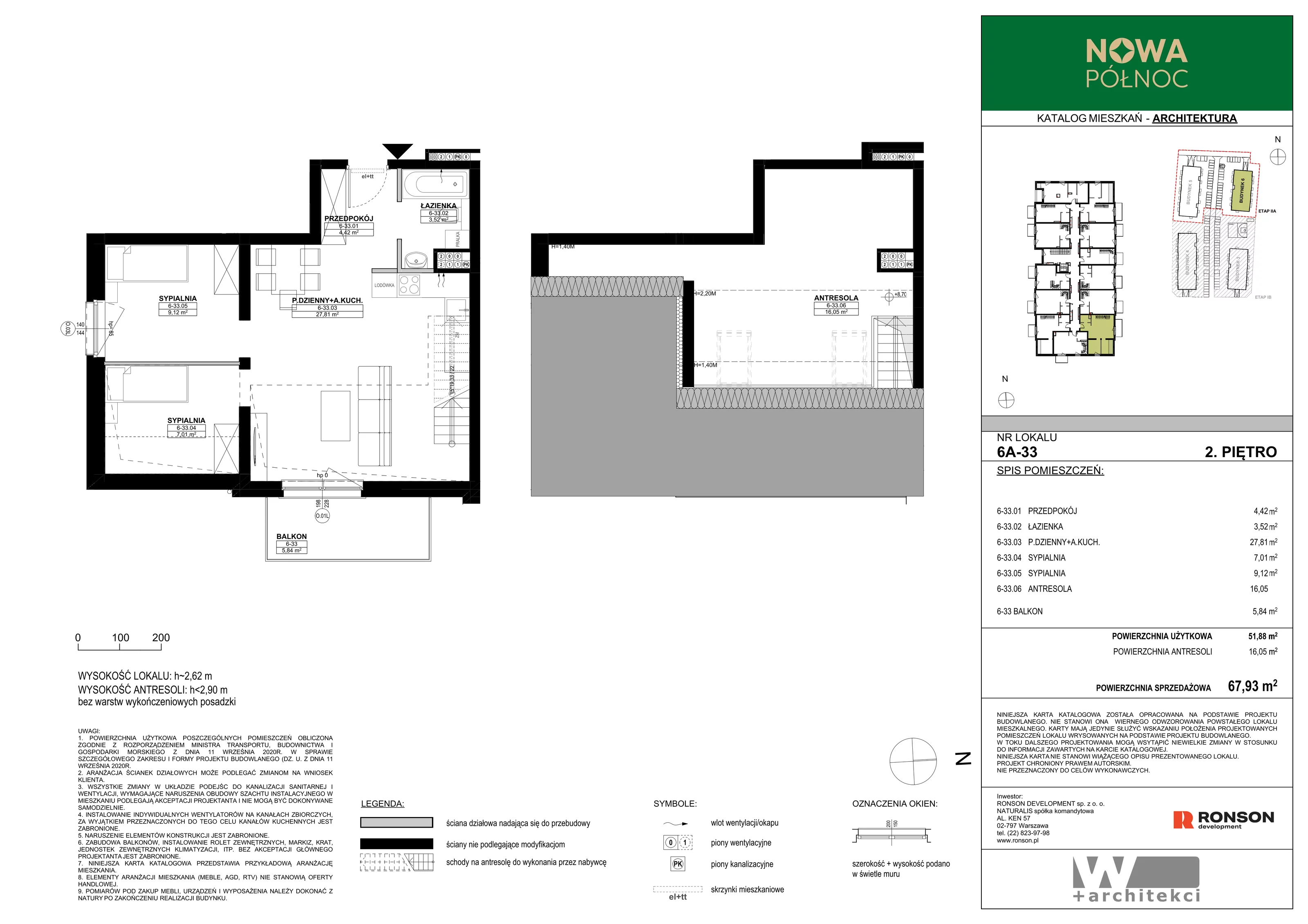4 pokoje, mieszkanie 51,88 m², piętro 2, oferta nr 6A-33, Nowa Północ 2A, Szczecin, Północ, Stołczyn, ul. Sobola