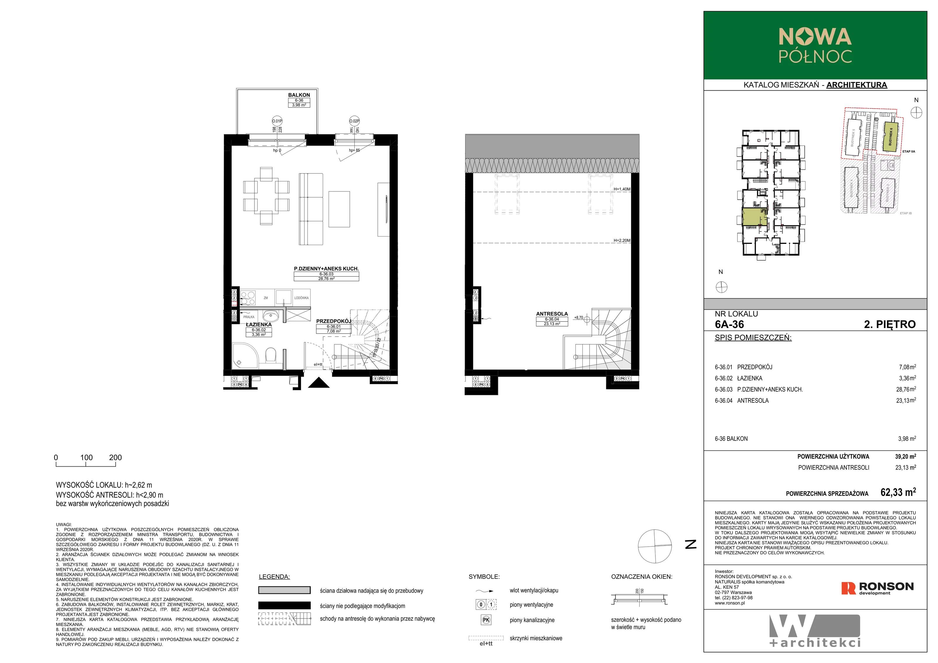 3 pokoje, mieszkanie 39,20 m², piętro 2, oferta nr 6A-36, Nowa Północ 2A, Szczecin, Północ, Stołczyn, ul. Sobola