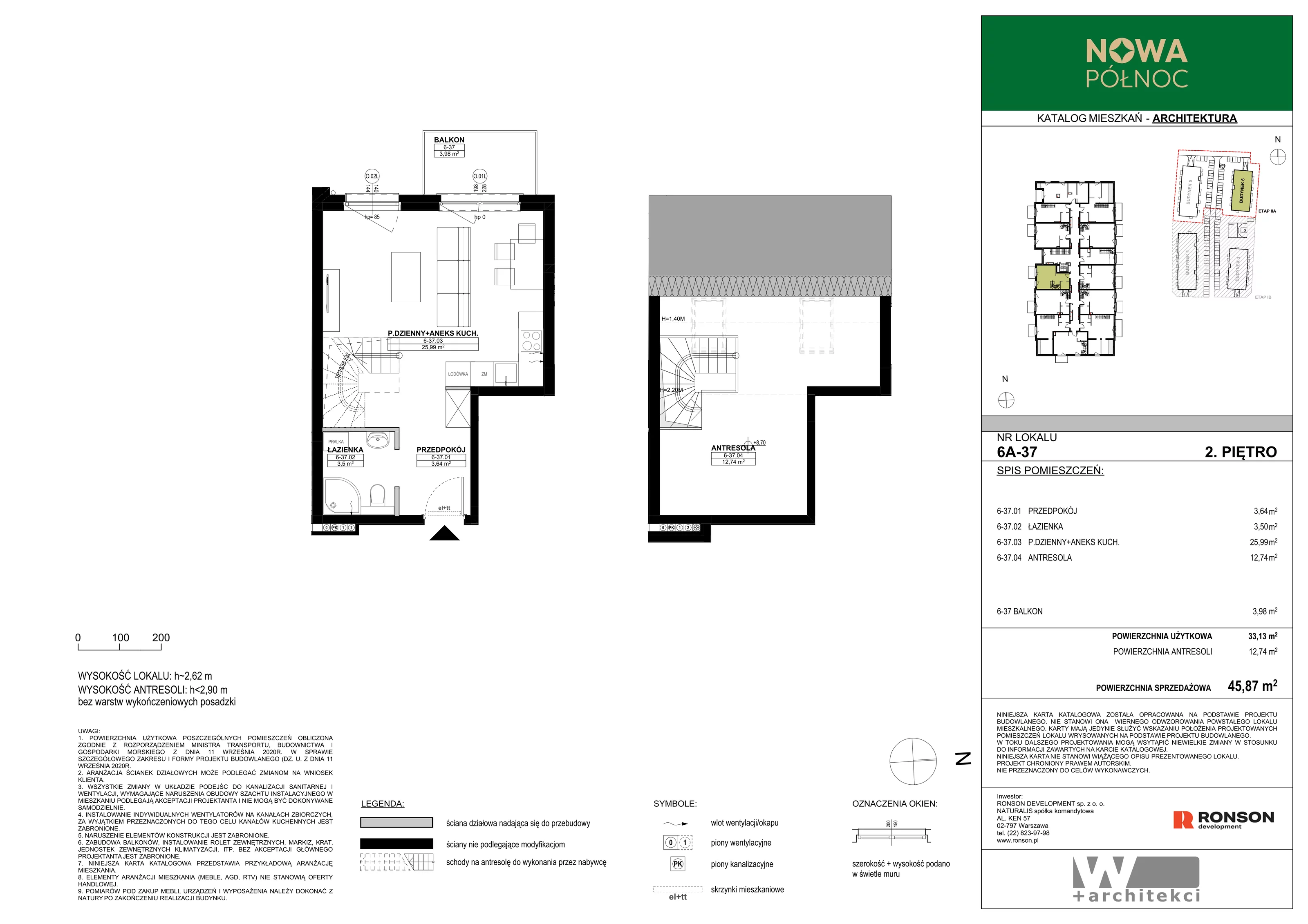 2 pokoje, mieszkanie 33,13 m², piętro 2, oferta nr 6A-37, Nowa Północ 2A, Szczecin, Północ, Stołczyn, ul. Sobola