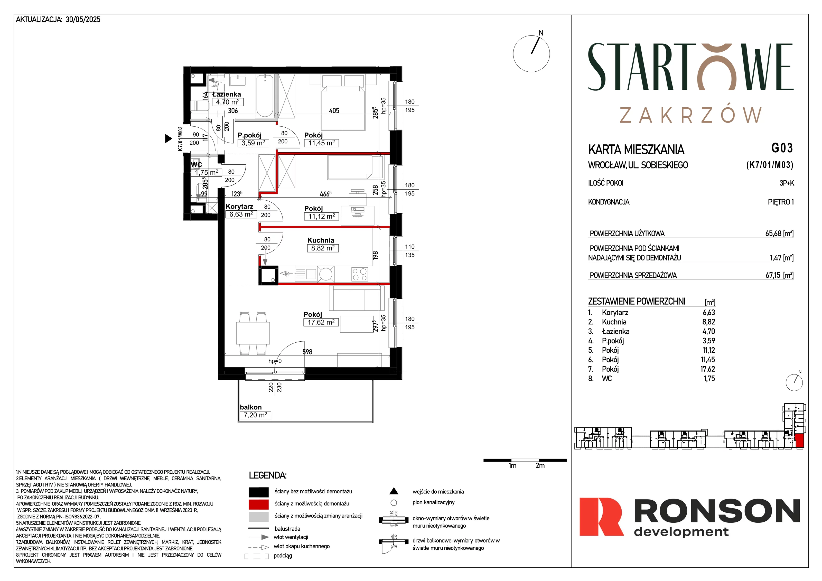 3 pokoje, mieszkanie 67,15 m², piętro 1, oferta nr G03, Osiedle Startowe, Wrocław, Psie Pole-Zawidawie, Zakrzów, ul. Zatorska / al. Sobieskiego