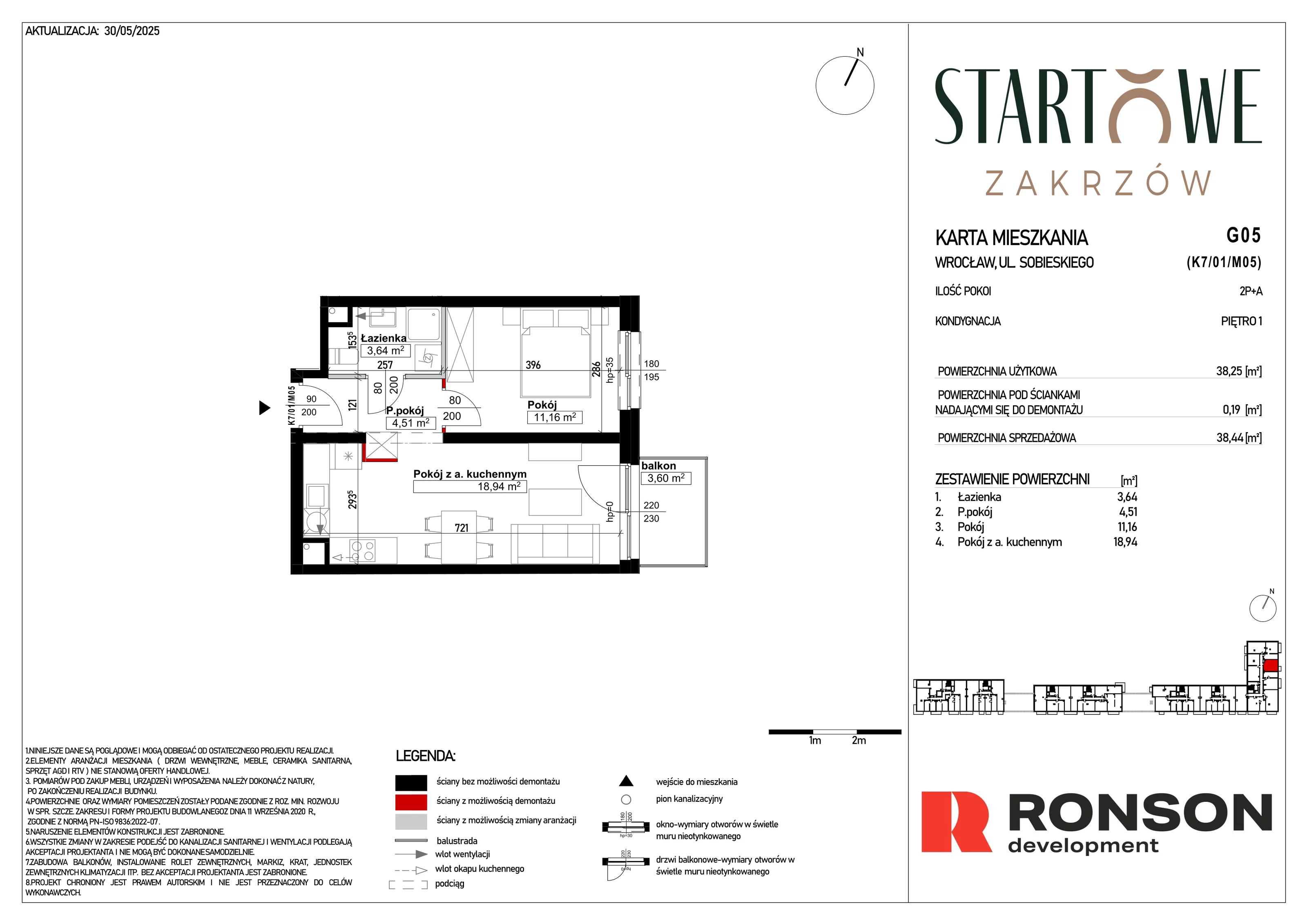 2 pokoje, mieszkanie 38,68 m², piętro 1, oferta nr G05, Osiedle Startowe, Wrocław, Psie Pole-Zawidawie, Zakrzów, ul. Zatorska / al. Sobieskiego