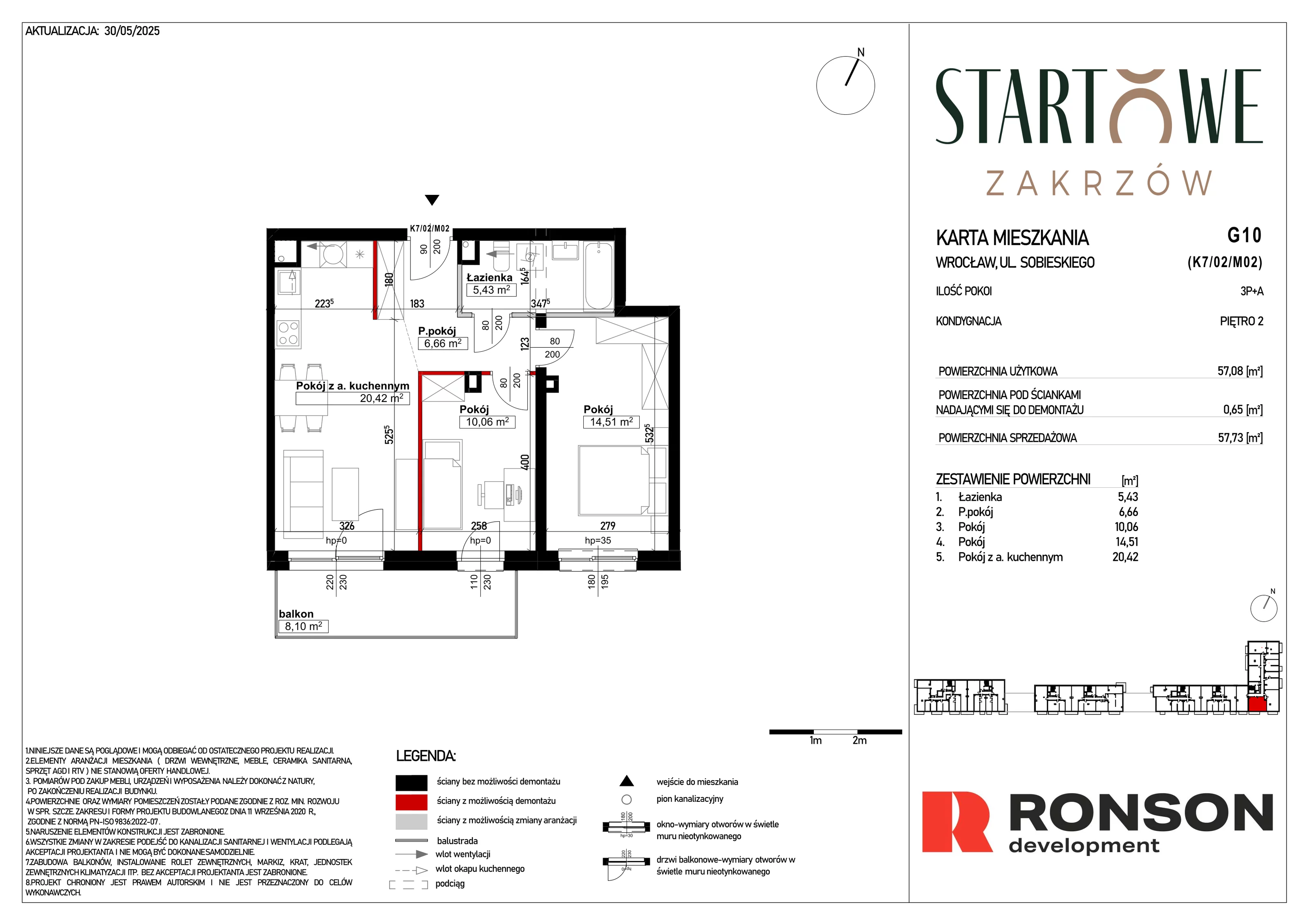 3 pokoje, mieszkanie 57,73 m², piętro 2, oferta nr G10, Osiedle Startowe, Wrocław, Psie Pole-Zawidawie, Zakrzów, ul. Zatorska / al. Sobieskiego