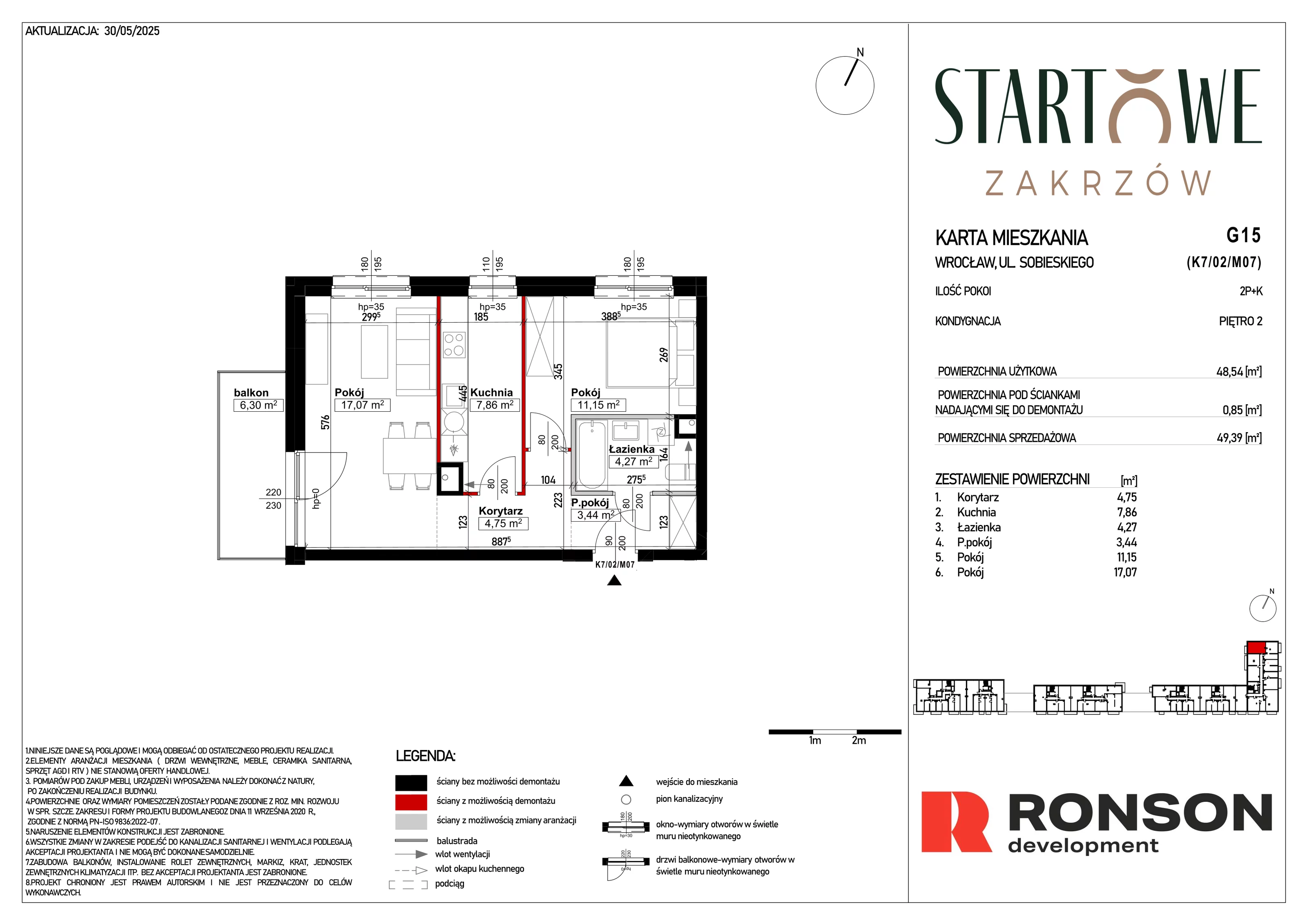 2 pokoje, mieszkanie 49,39 m², piętro 2, oferta nr G15, Osiedle Startowe, Wrocław, Psie Pole-Zawidawie, Zakrzów, ul. Zatorska / al. Sobieskiego