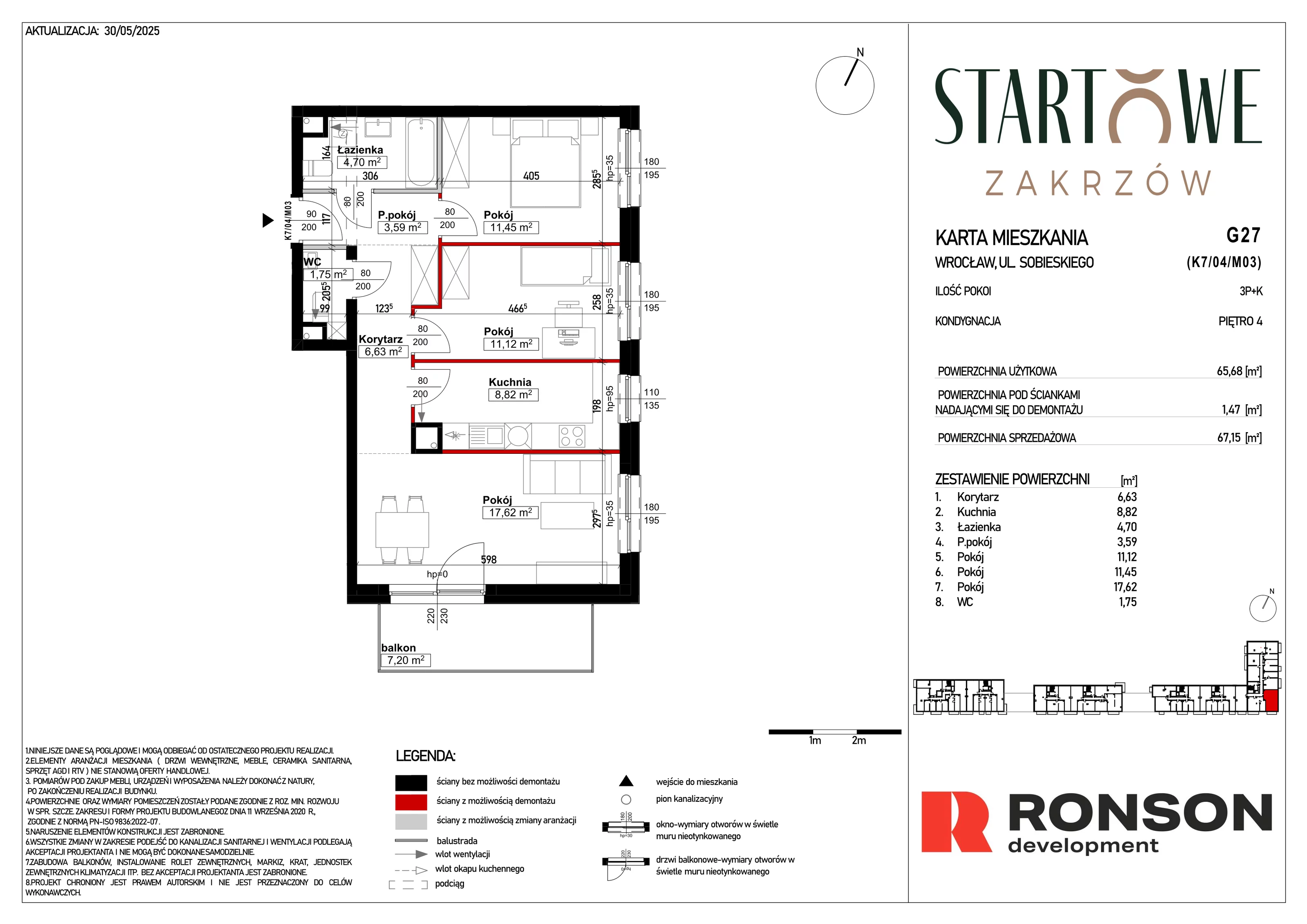 3 pokoje, mieszkanie 67,15 m², piętro 4, oferta nr G27, Osiedle Startowe, Wrocław, Psie Pole-Zawidawie, Zakrzów, ul. Zatorska / al. Sobieskiego