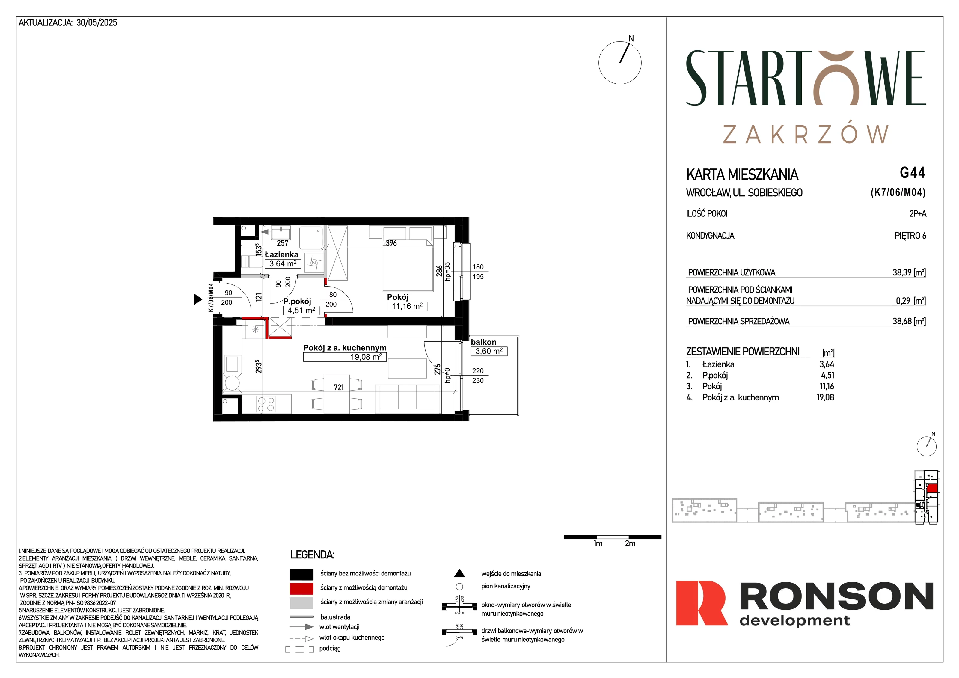 2 pokoje, mieszkanie 38,68 m², piętro 6, oferta nr G44, Osiedle Startowe, Wrocław, Psie Pole-Zawidawie, Zakrzów, ul. Zatorska / al. Sobieskiego