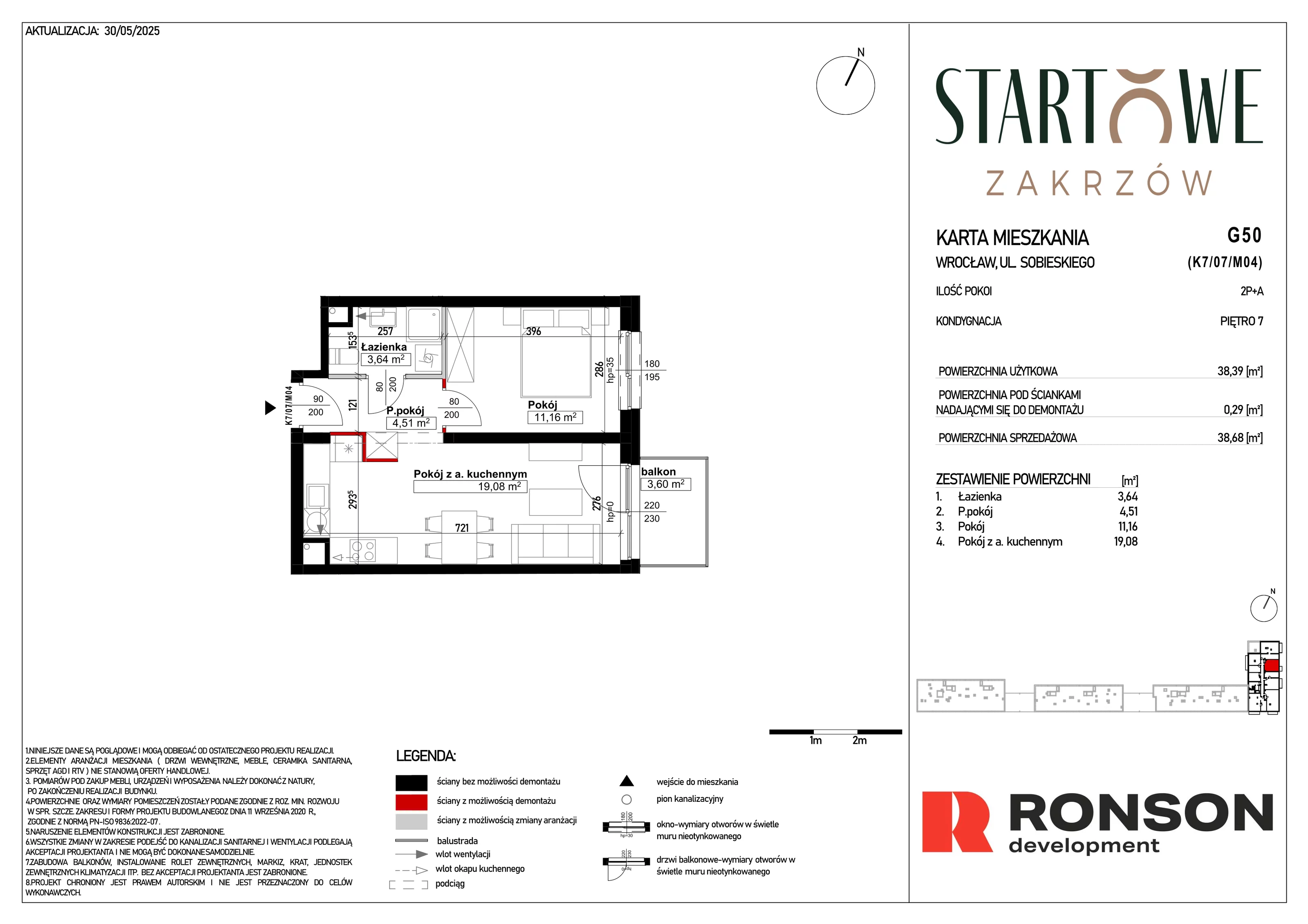 2 pokoje, mieszkanie 38,68 m², piętro 7, oferta nr G50, Osiedle Startowe, Wrocław, Psie Pole-Zawidawie, Zakrzów, ul. Zatorska / al. Sobieskiego