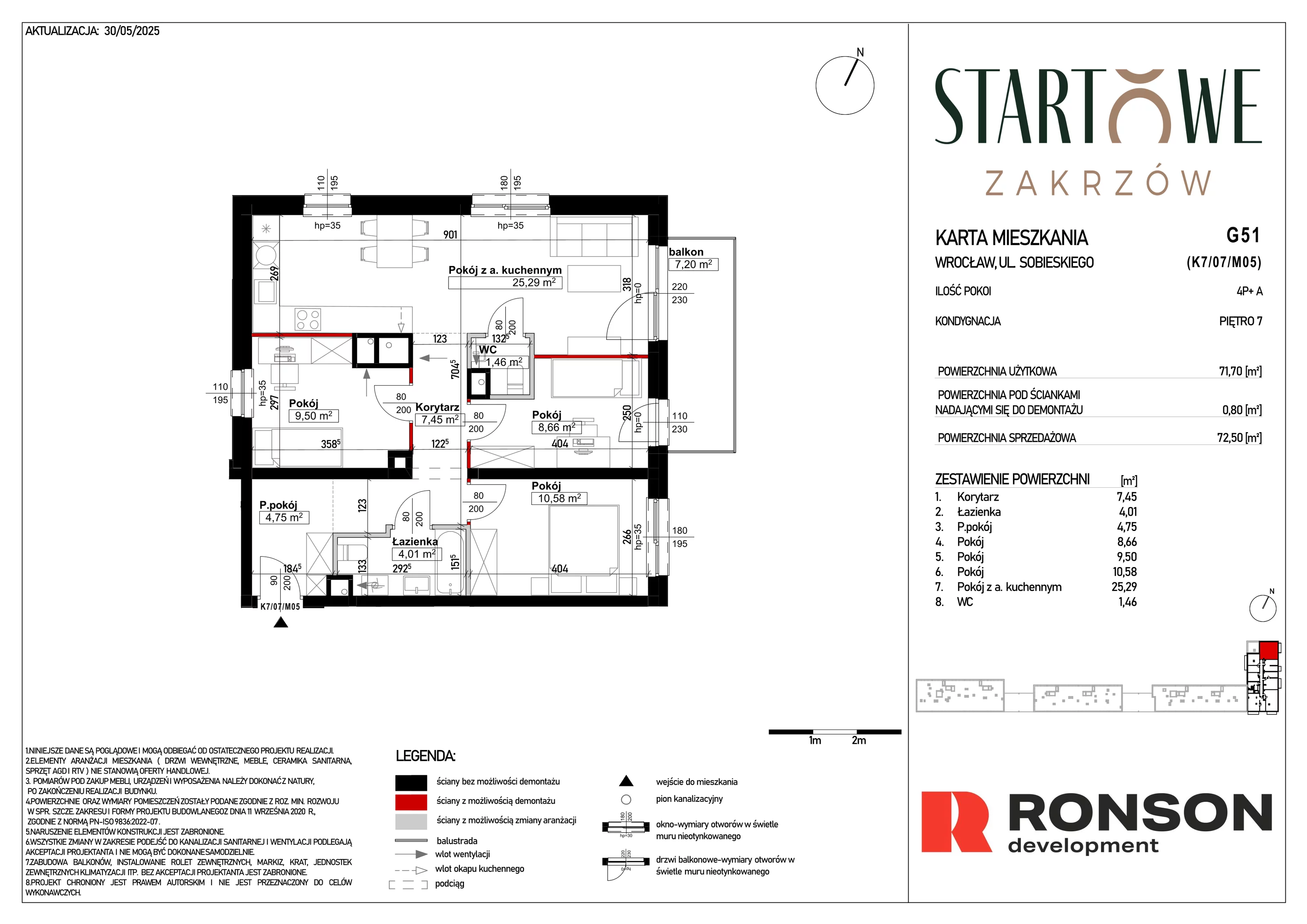 4 pokoje, mieszkanie 72,50 m², piętro 7, oferta nr G51, Osiedle Startowe, Wrocław, Psie Pole-Zawidawie, Zakrzów, ul. Zatorska / al. Sobieskiego